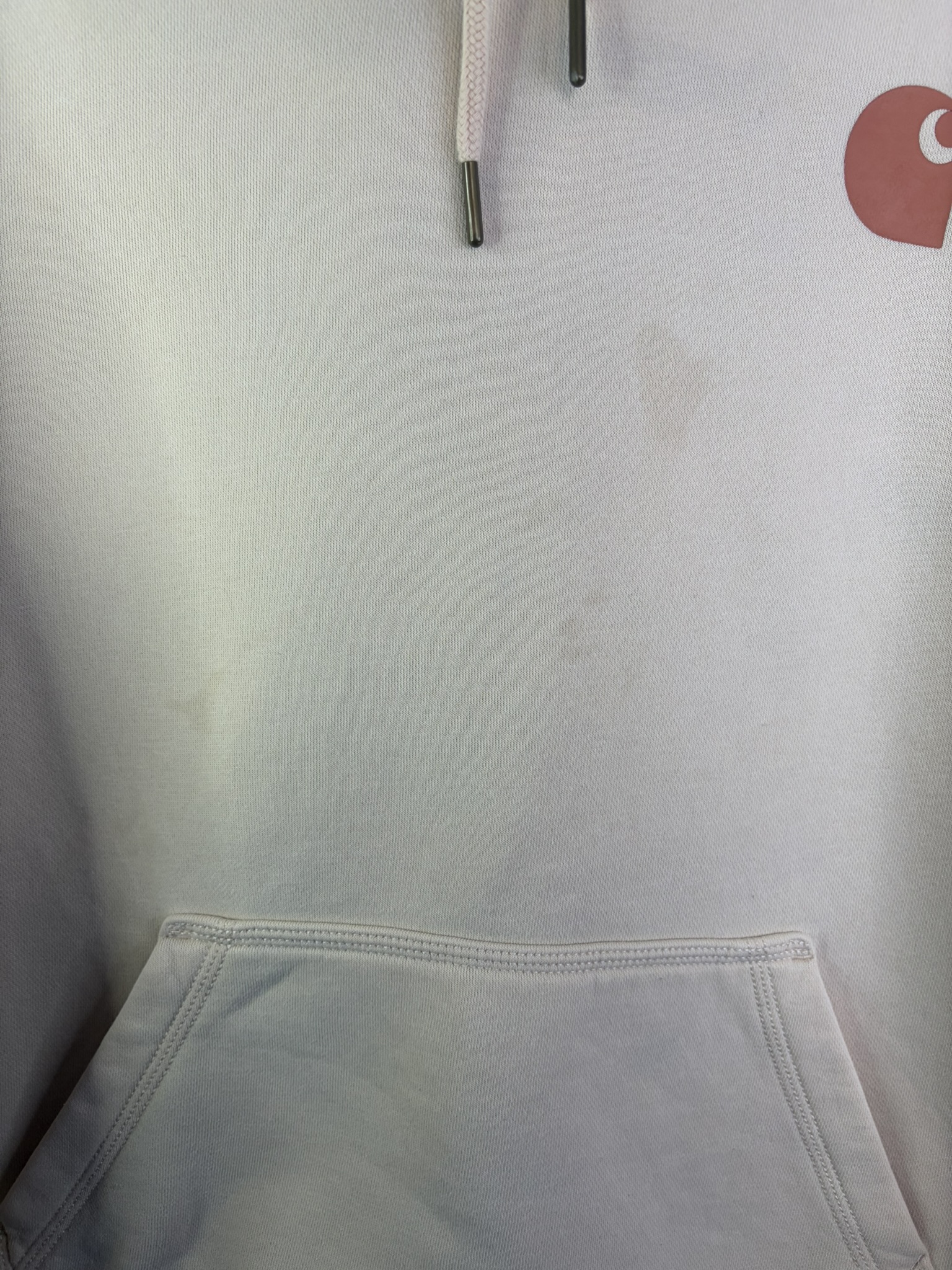 Carhartt Beige Hoodie Medium Relaxed Fit Logo Print image 3