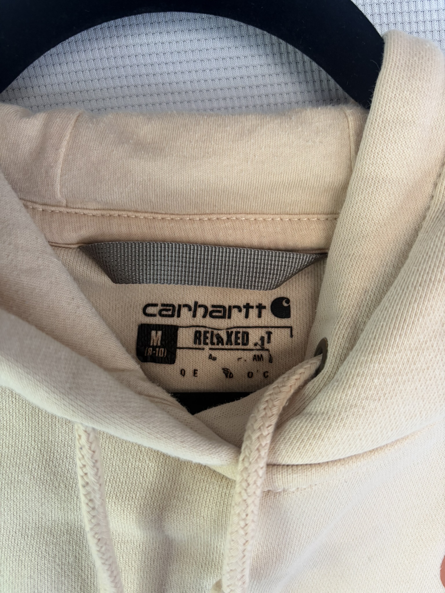Carhartt Beige Hoodie Medium Relaxed Fit Logo Print image 4