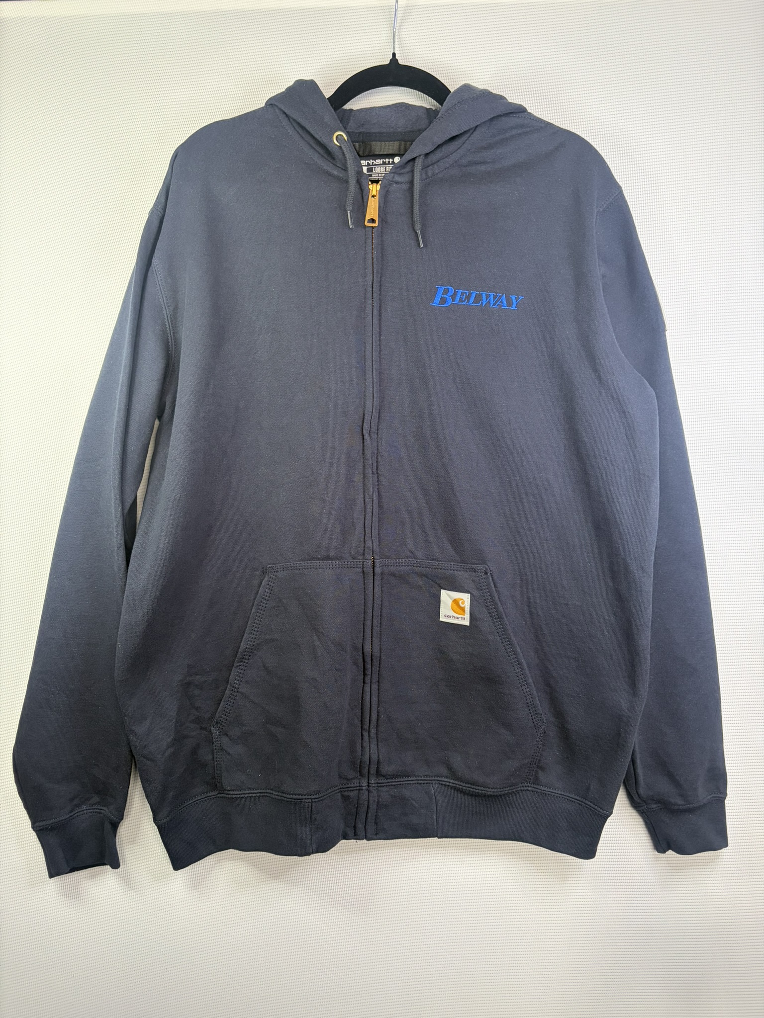 Carhartt Navy Blue Belway Zip Hoodie Medium Loose Fit
