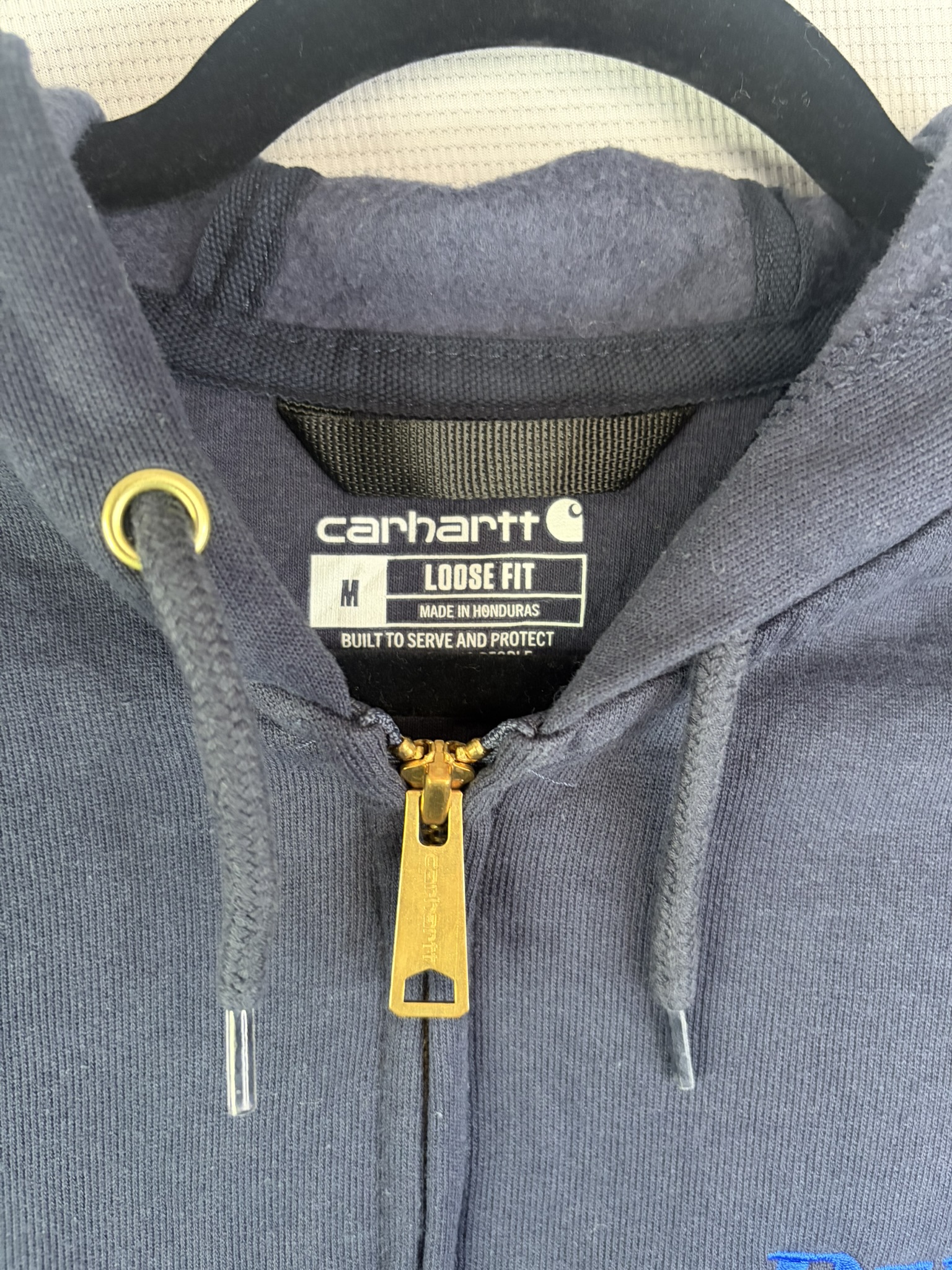 Carhartt Navy Blue Belway Zip Hoodie Medium Loose Fit image 5