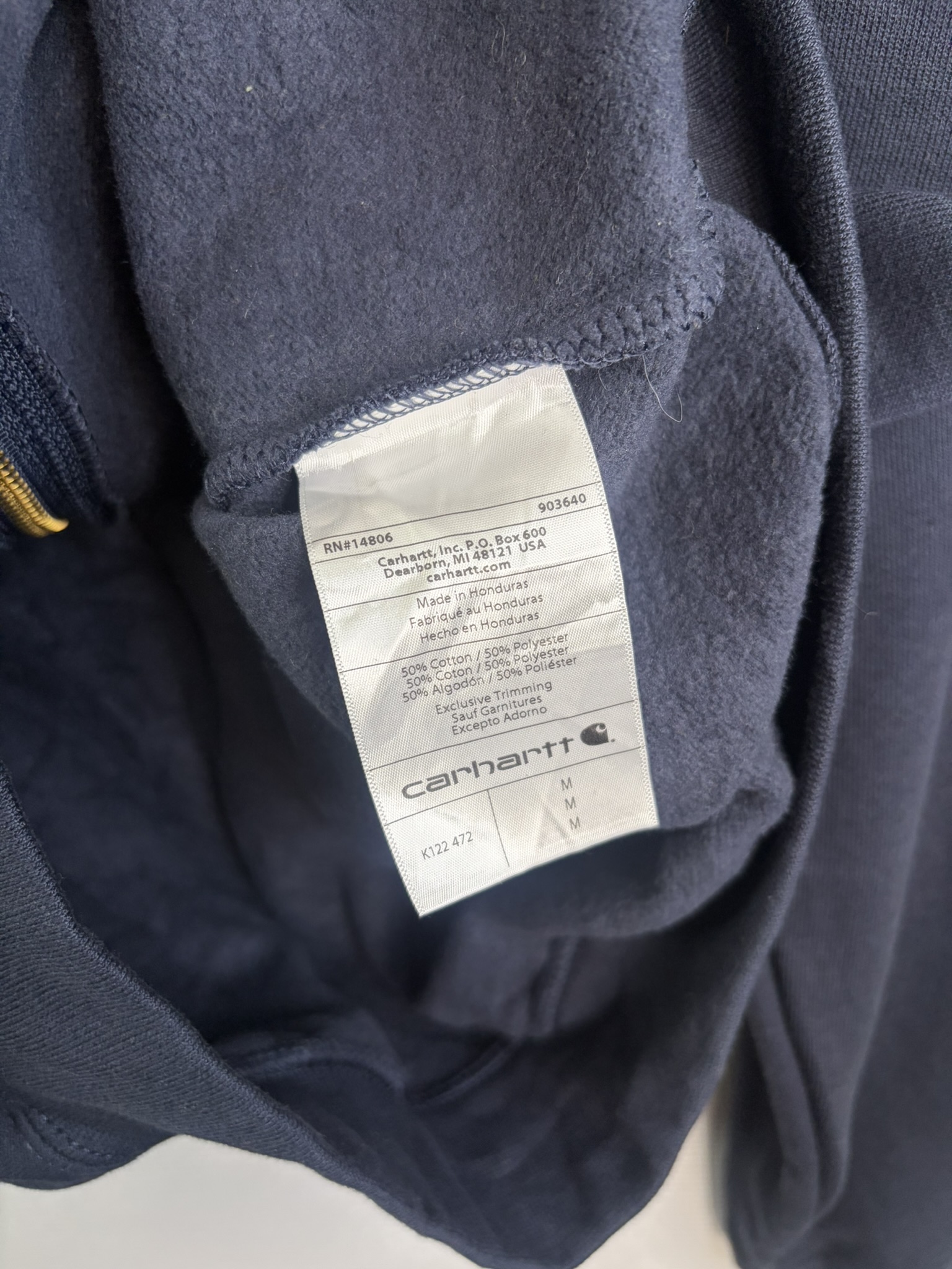 Carhartt Navy Blue Belway Zip Hoodie Medium Loose Fit image 6