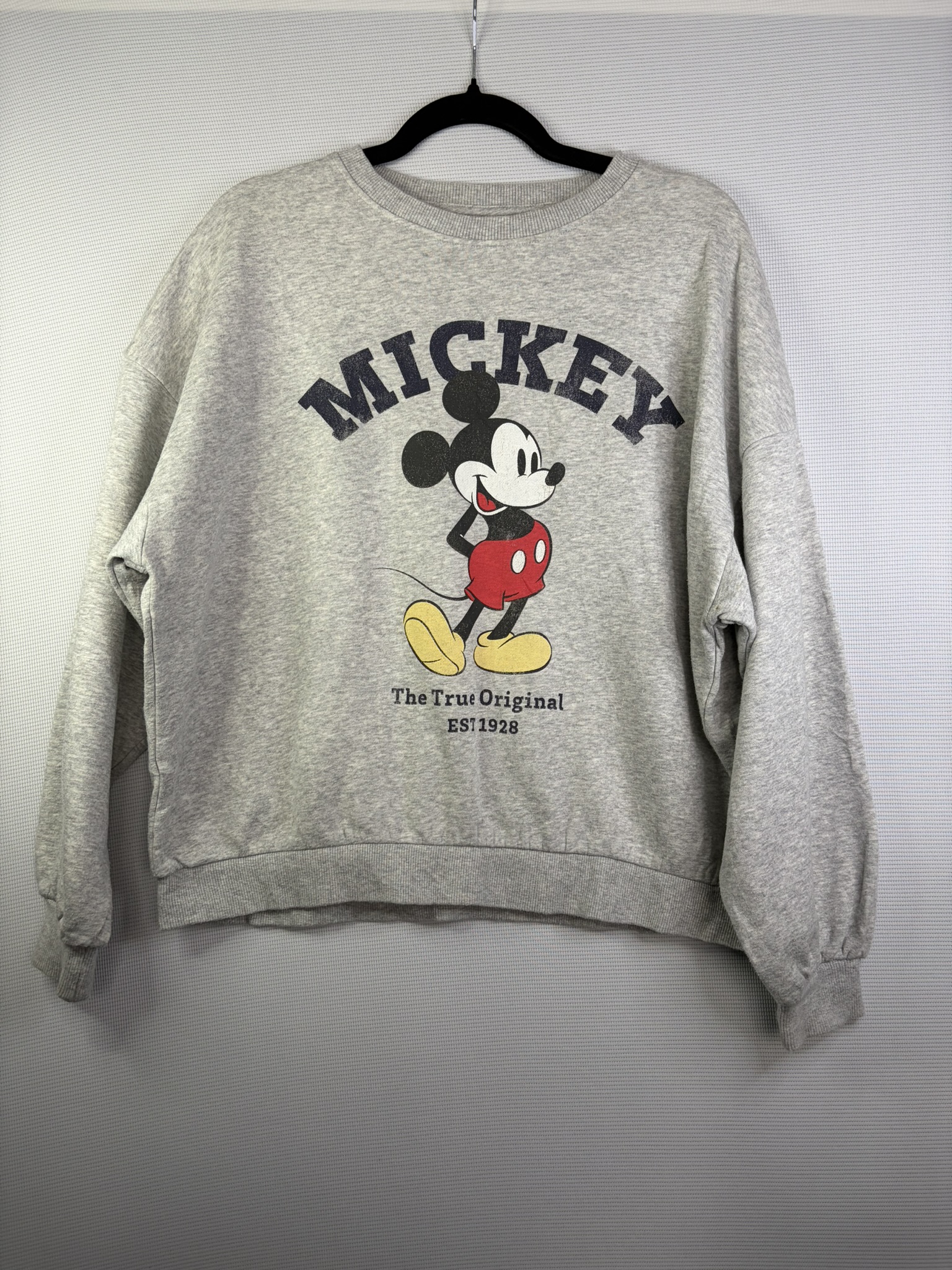 H&M Grey Mickey Mouse Sweatshirt Small Cotton Polyester Blend