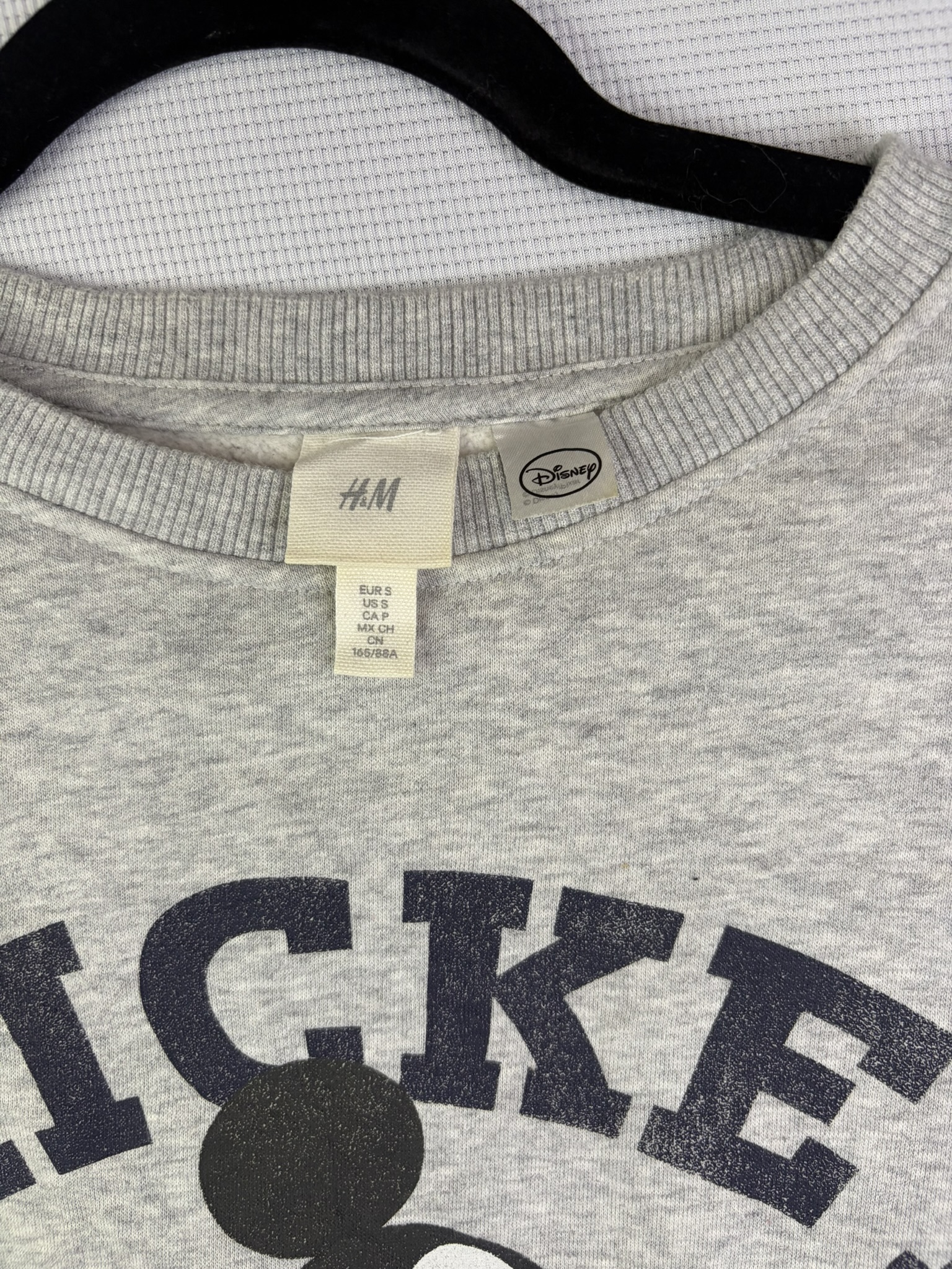 H&M Grey Mickey Mouse Sweatshirt Small Cotton Polyester Blend image 3
