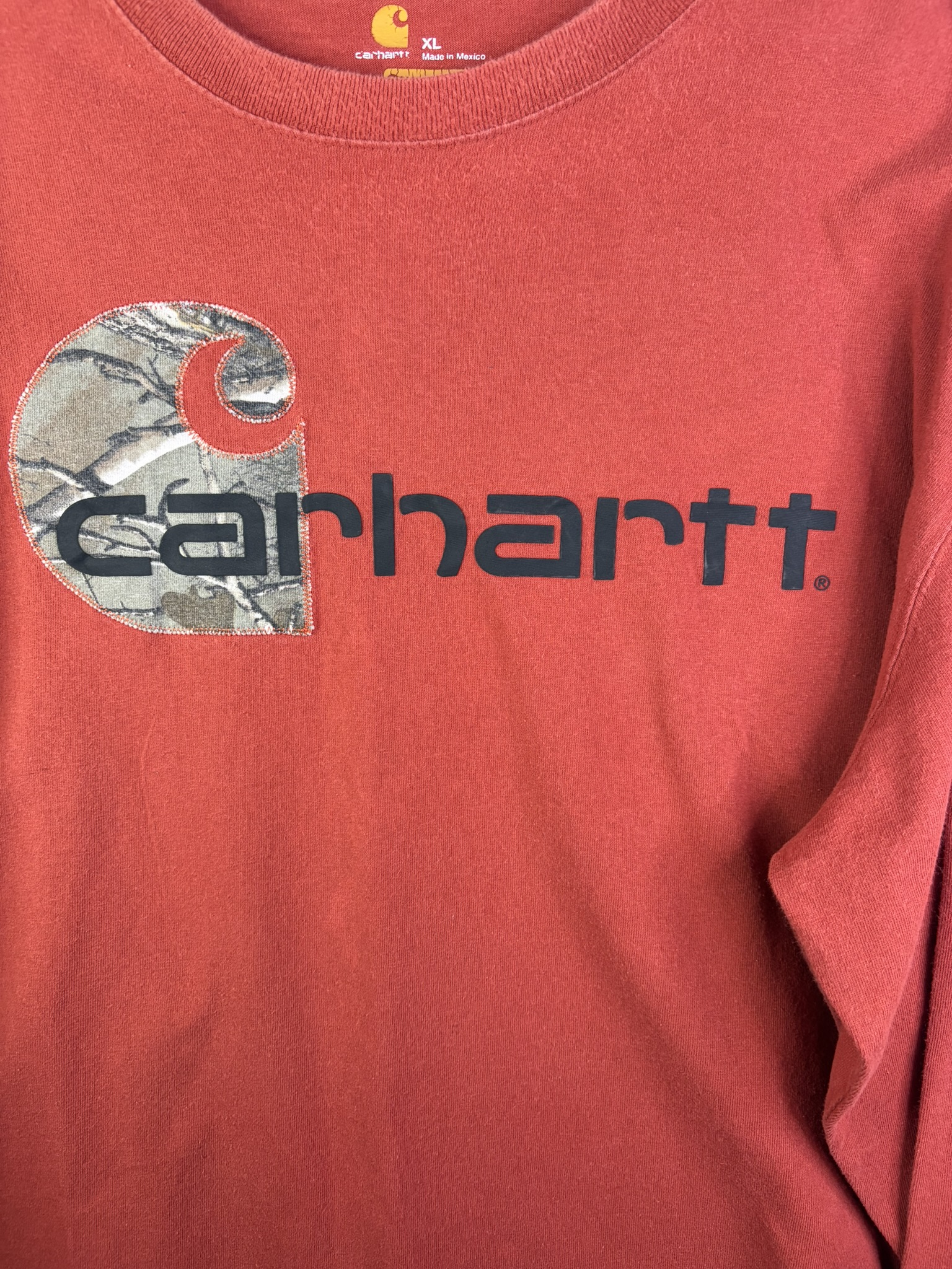 Carhartt Rust Orange Camouflage Logo Long Sleeve T-Shirt XL image 2
