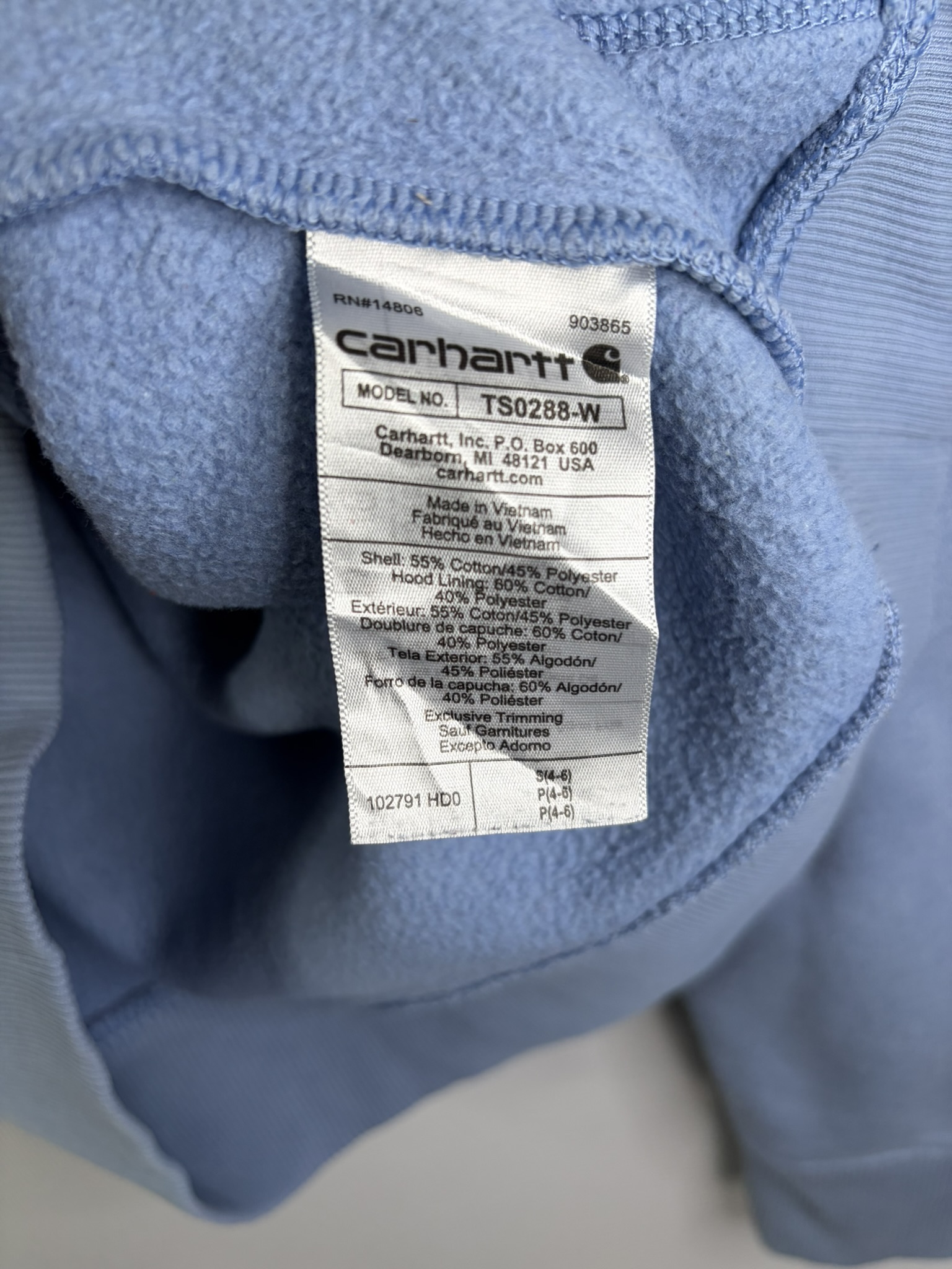 Carhartt Pale Blue Hoodie Small Relaxed Fit image 6