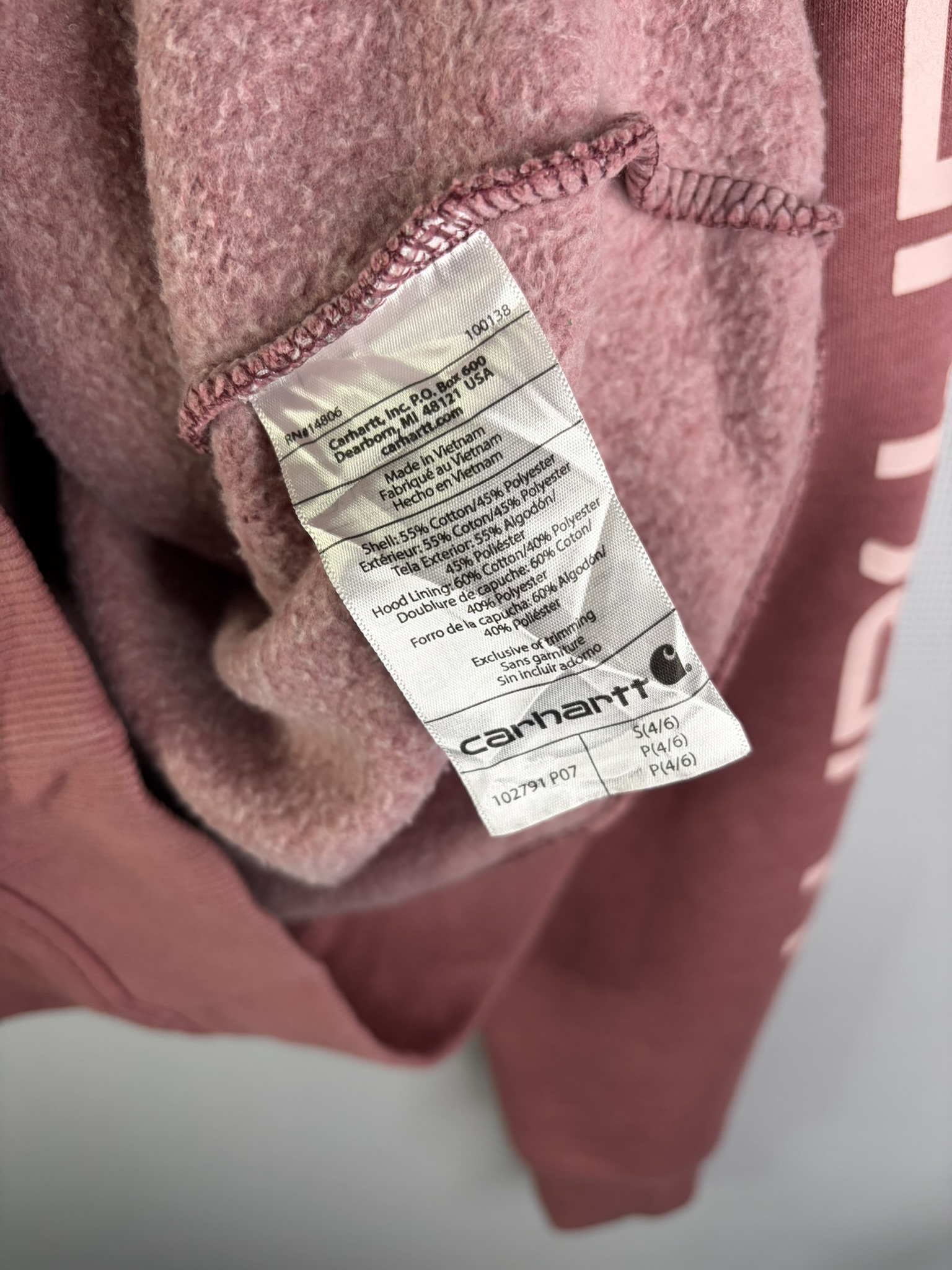 Carhartt Rose Pink Hoodie Small Relaxed Fit image 6