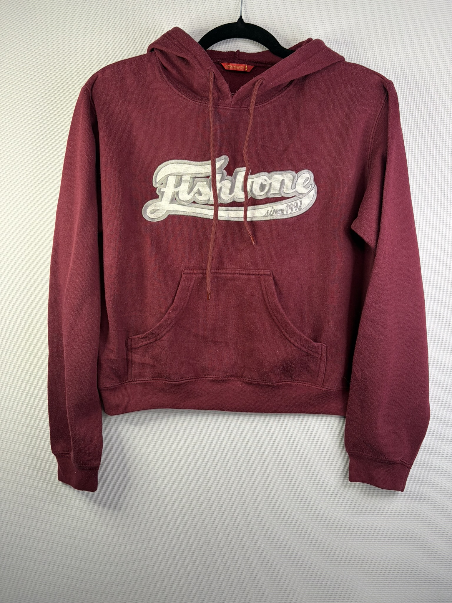 Fishbone Burgundy Hoodie Small Logo Patch Pocket