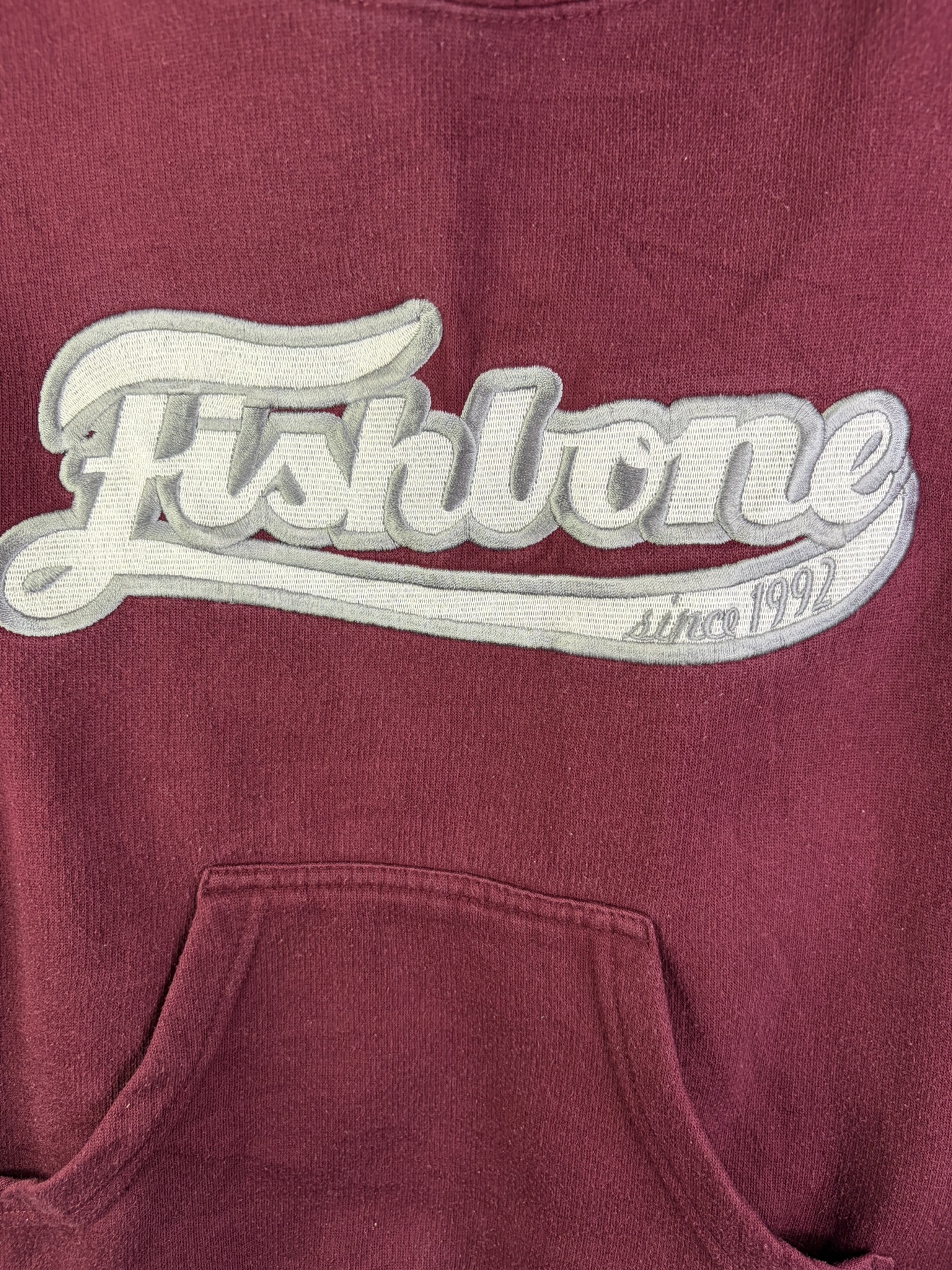 Fishbone Burgundy Hoodie Small Logo Patch Pocket image 2