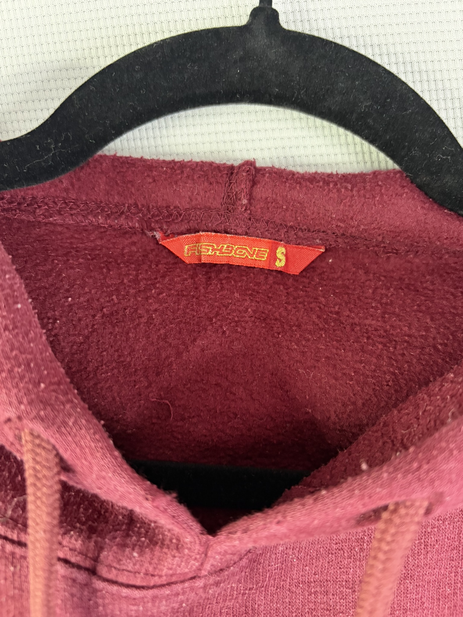 Fishbone Burgundy Hoodie Small Logo Patch Pocket image 3