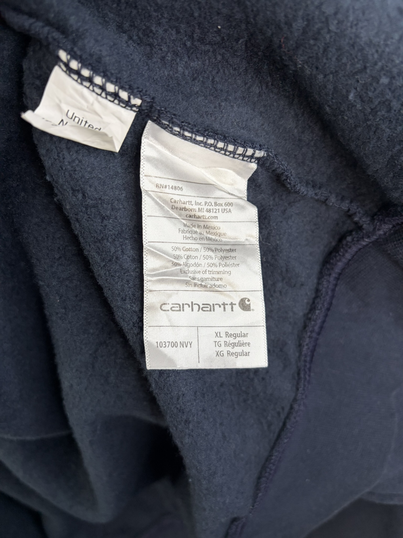 Carhartt Navy United Logo Zip-Up Hoodie XL image 5