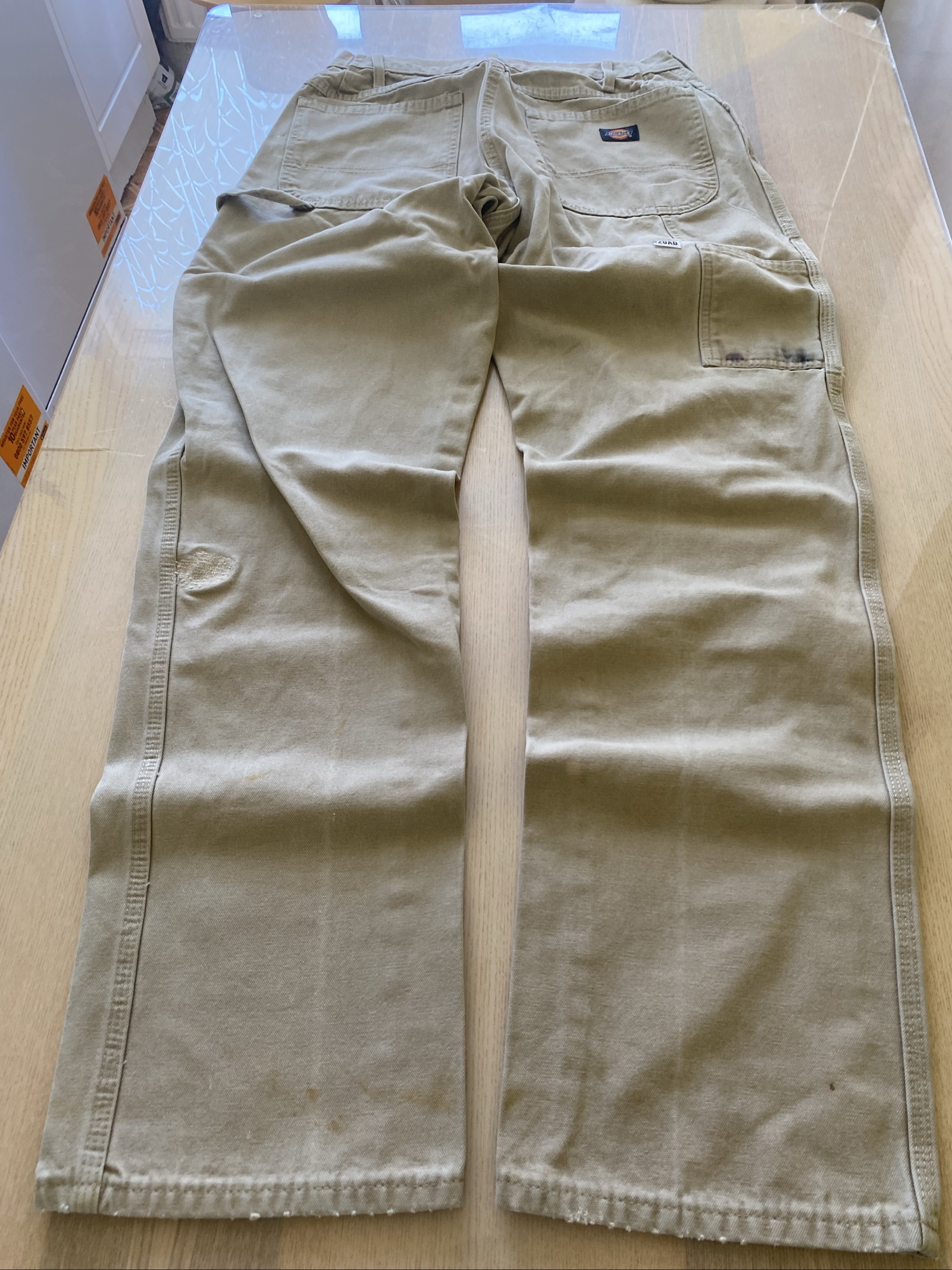 Dickies Baggy Jeans W34 L36 Beige Loose Fit Skate Y2K Vintage