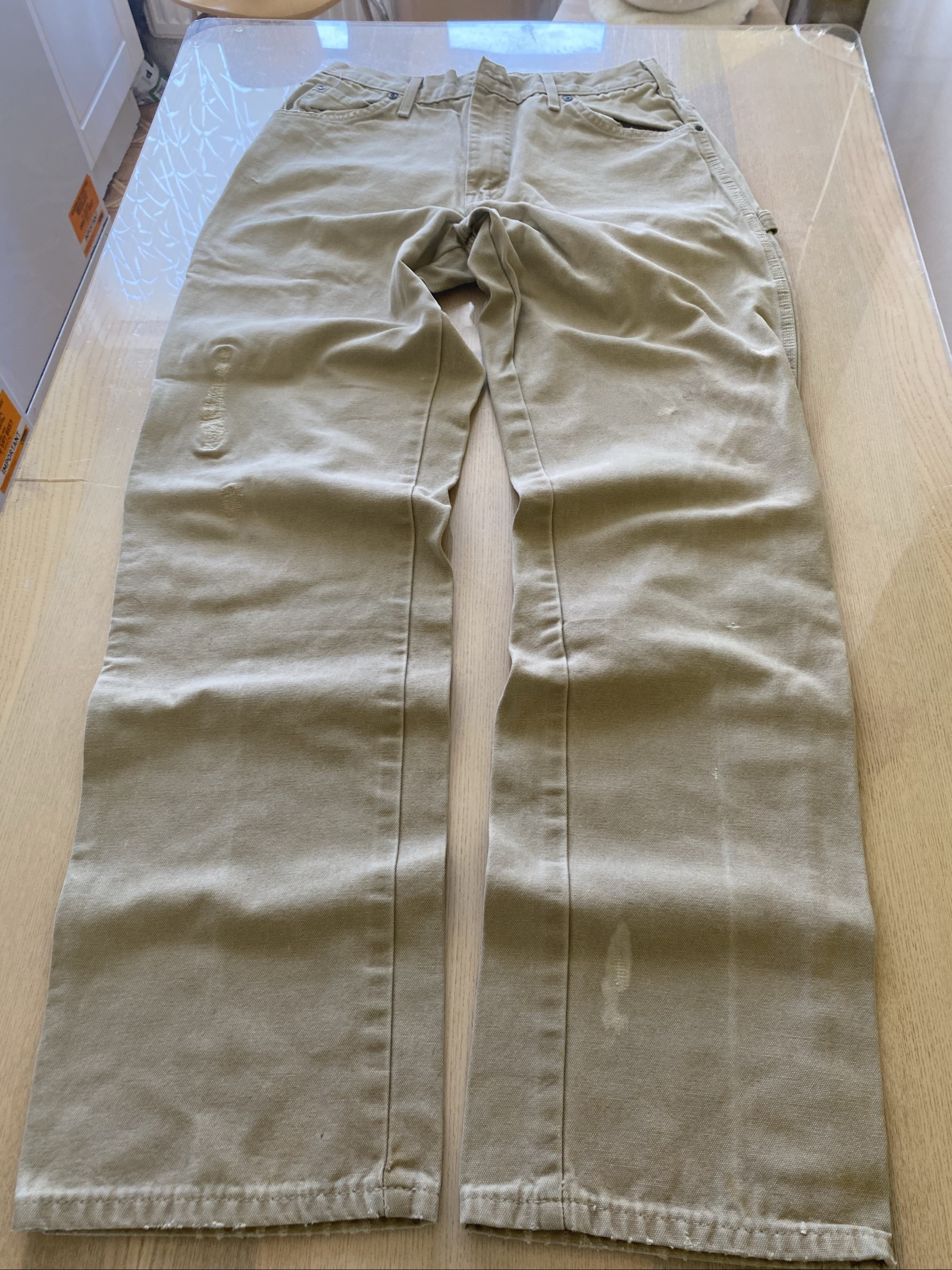 Dickies Baggy Jeans W34 L36 Beige Loose Fit Skate Y2K Vintage image 3