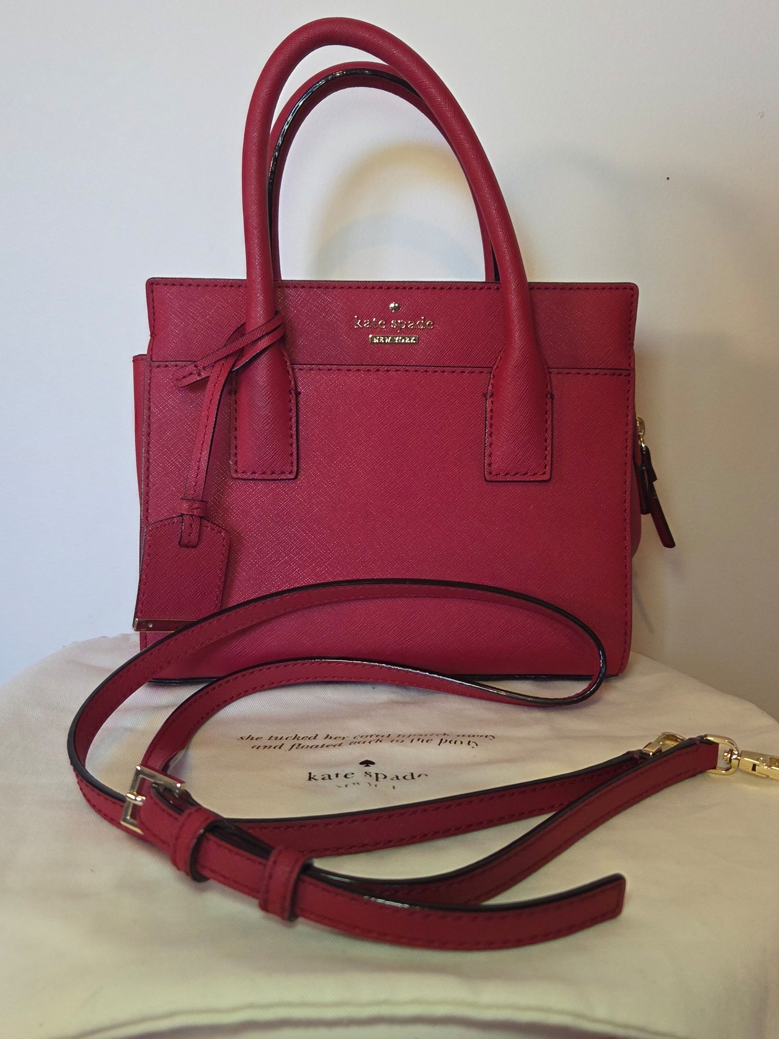 Kate Spade Red Saffiano Leather Small Tote Handbag