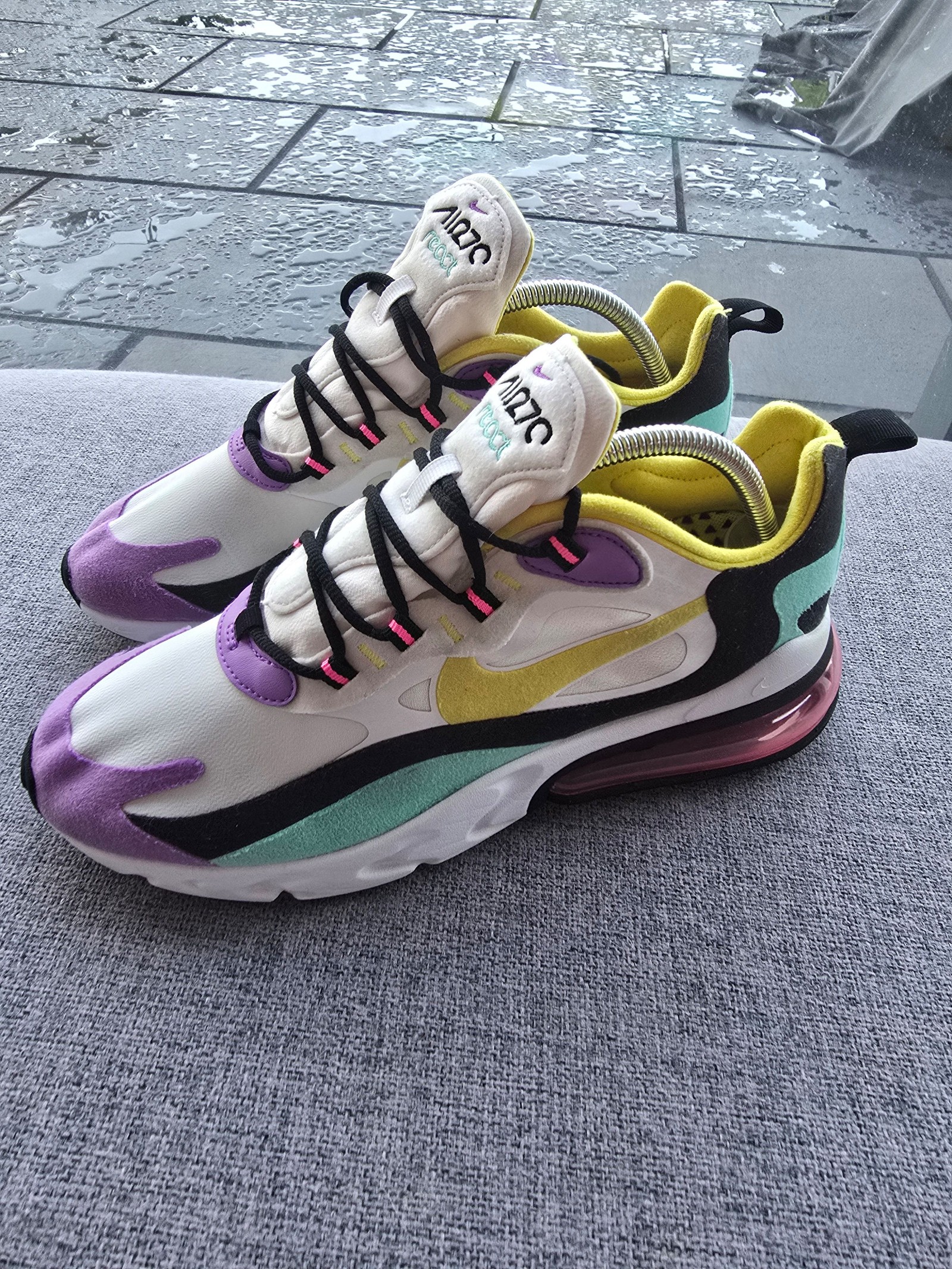 Nike White, Purple & Yellow Air Max 270 React UK 6.5 Trainers