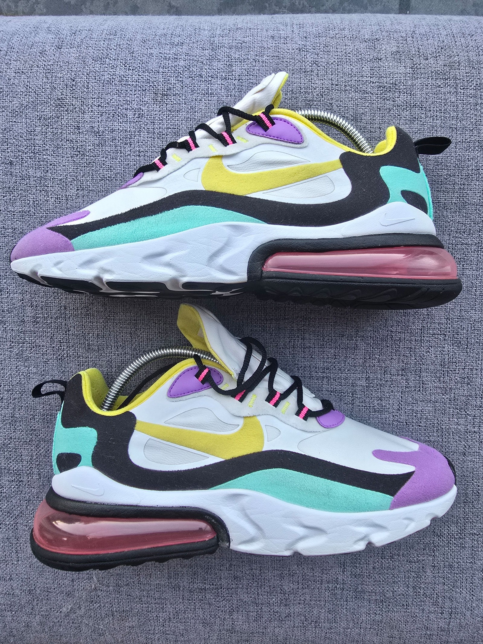 Nike White, Purple & Yellow Air Max 270 React UK 6.5 Trainers image 4