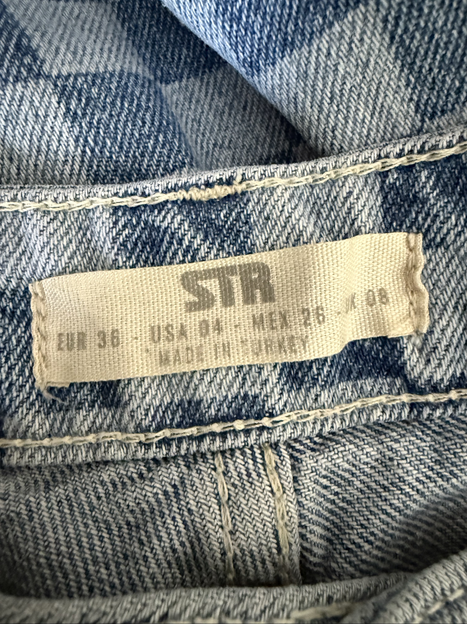 STR Blue Checkered Denim Mom Jeans UK 8 Vintage Style image 4