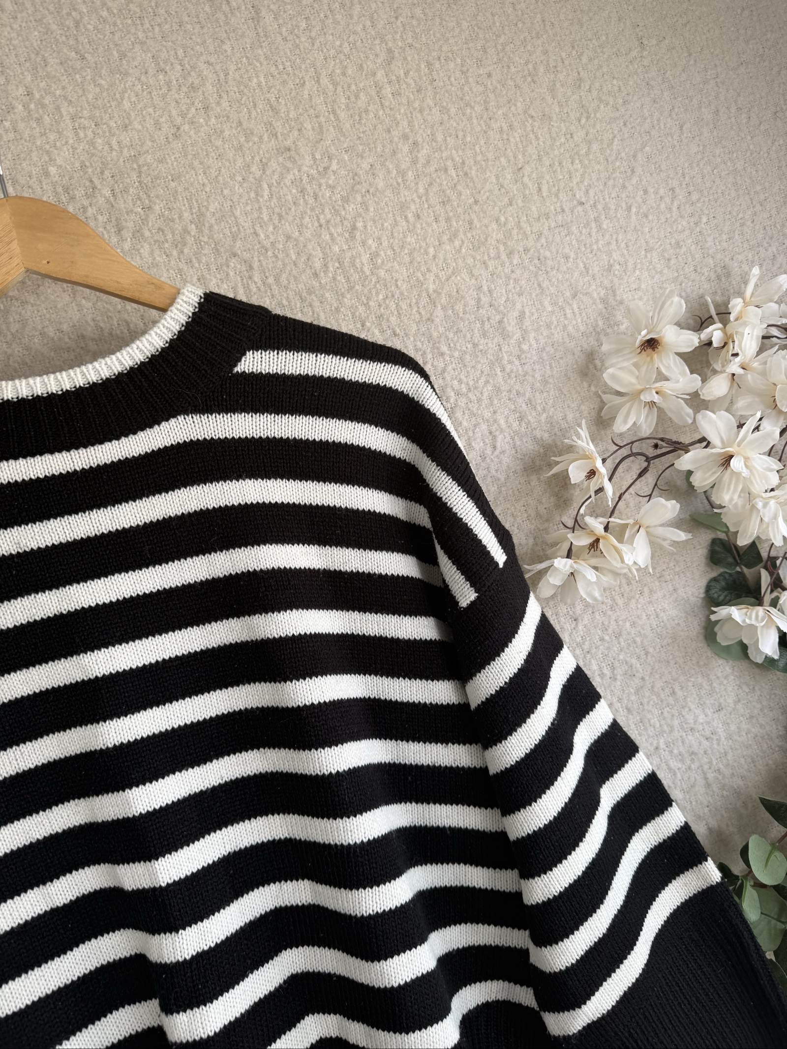 A|X Paris Black & White Striped Knit Jumper UK M/L Casual Chic Sweater image 2