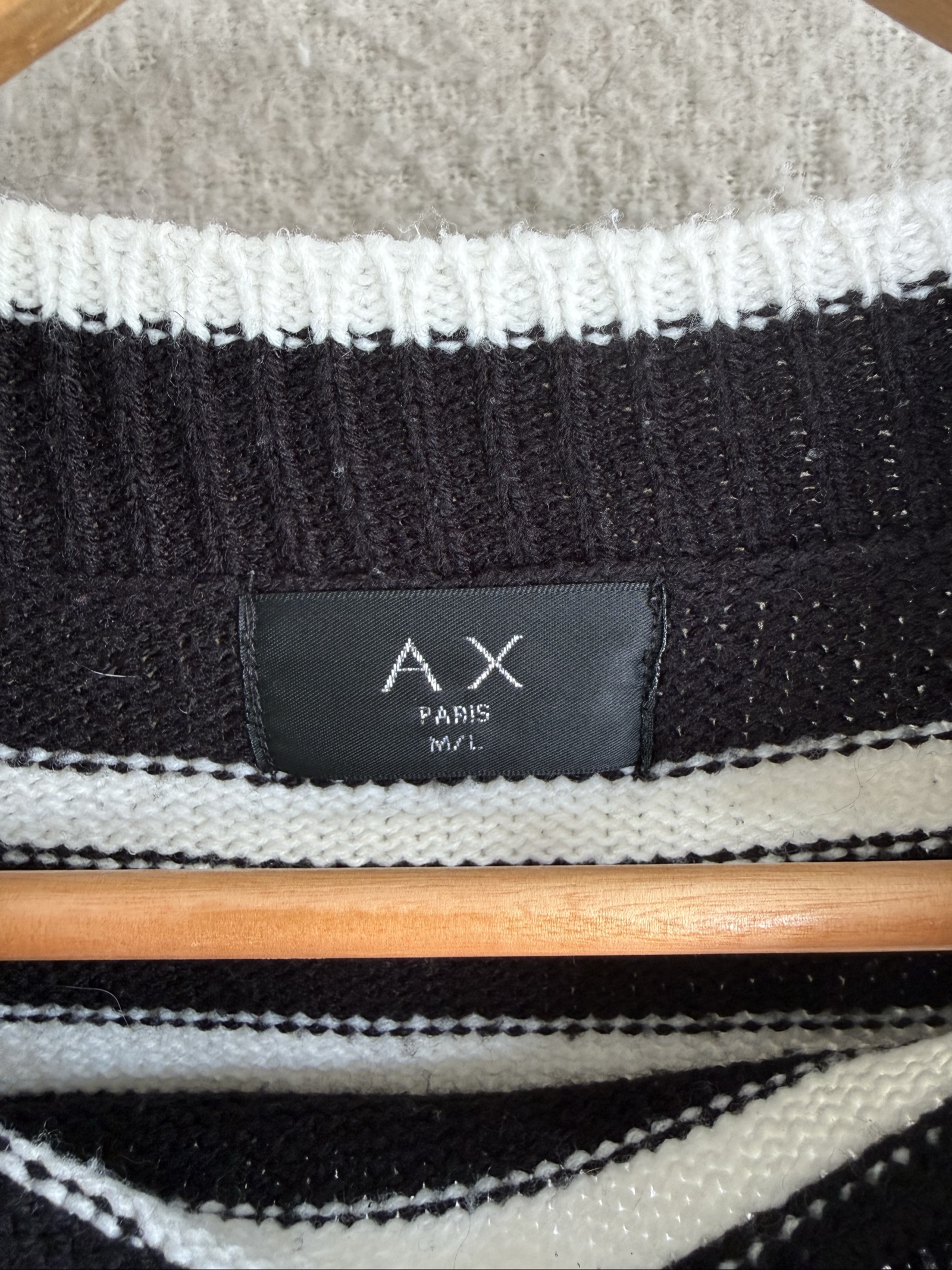 A|X Paris Black & White Striped Knit Jumper UK M/L Casual Chic Sweater image 3