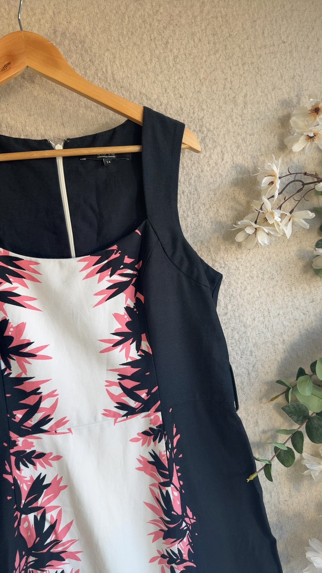 Star By Julien Macdonald Black & White Floral Print Dress UK 14 Elegant Chic image 2