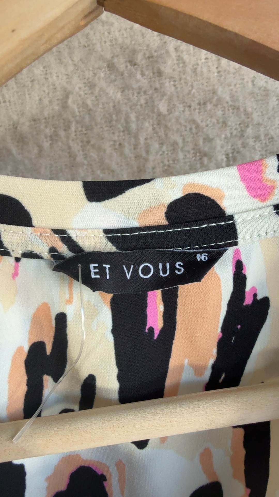 Let Vous Pink & Beige Leopard Print Puff Sleeve Top UK 16 Casual Chic image 2