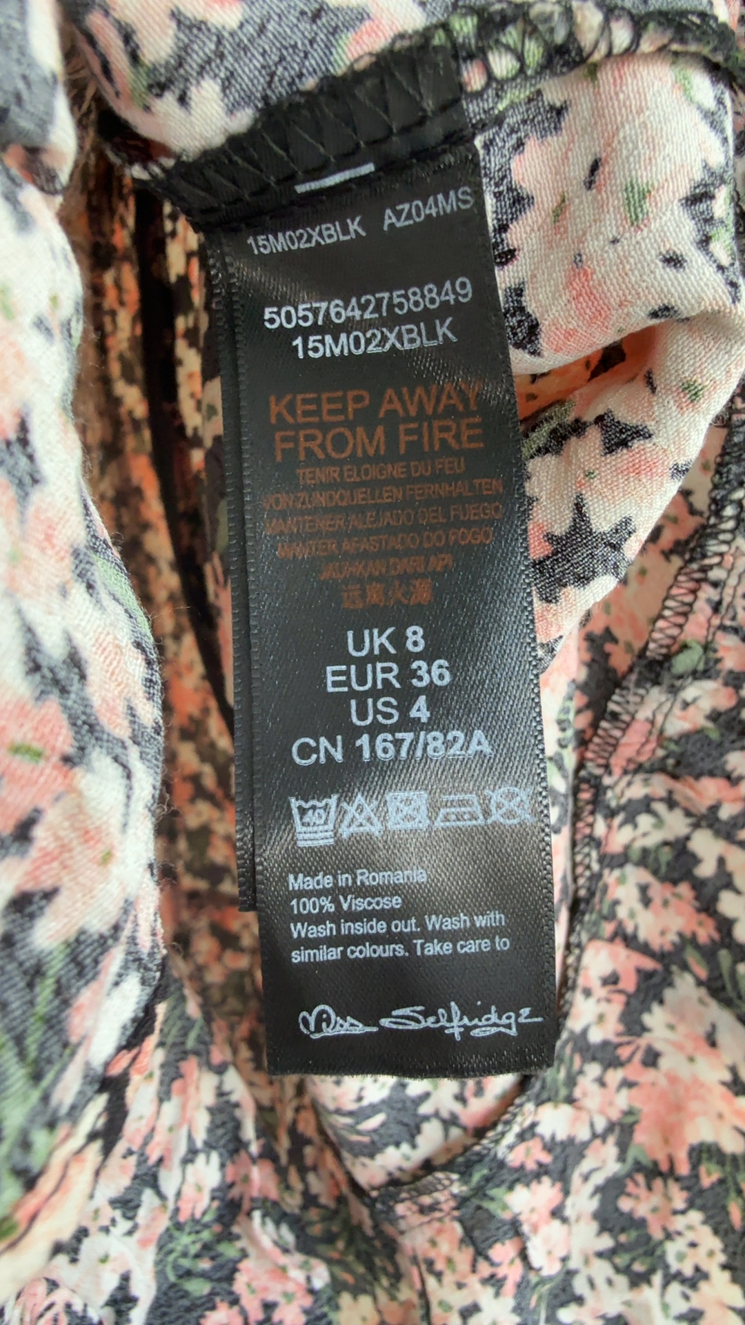 Miss Selfridge Black Floral Ruffle Hem Mini Skirt UK 8 Stylish Summer image 6