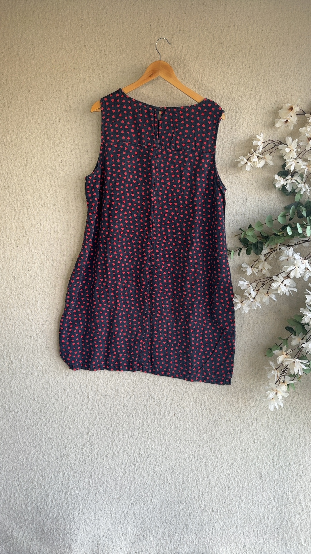 Next Navy & Red Heart Print Sleeveless Dress UK 22 Casual Summer Chic image 4