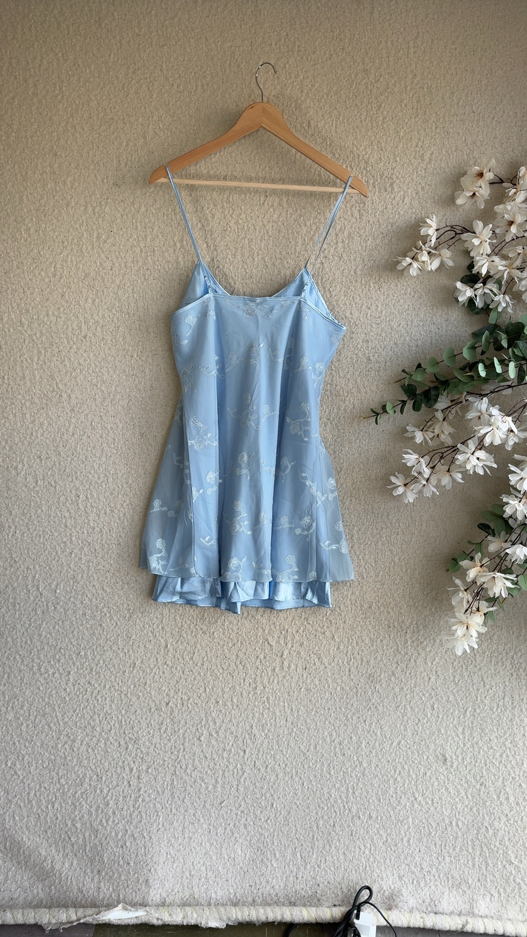 Luna Carina Blue Ladies Negligee Medium UK 14-16 Elegant Floral Embroidered image 4