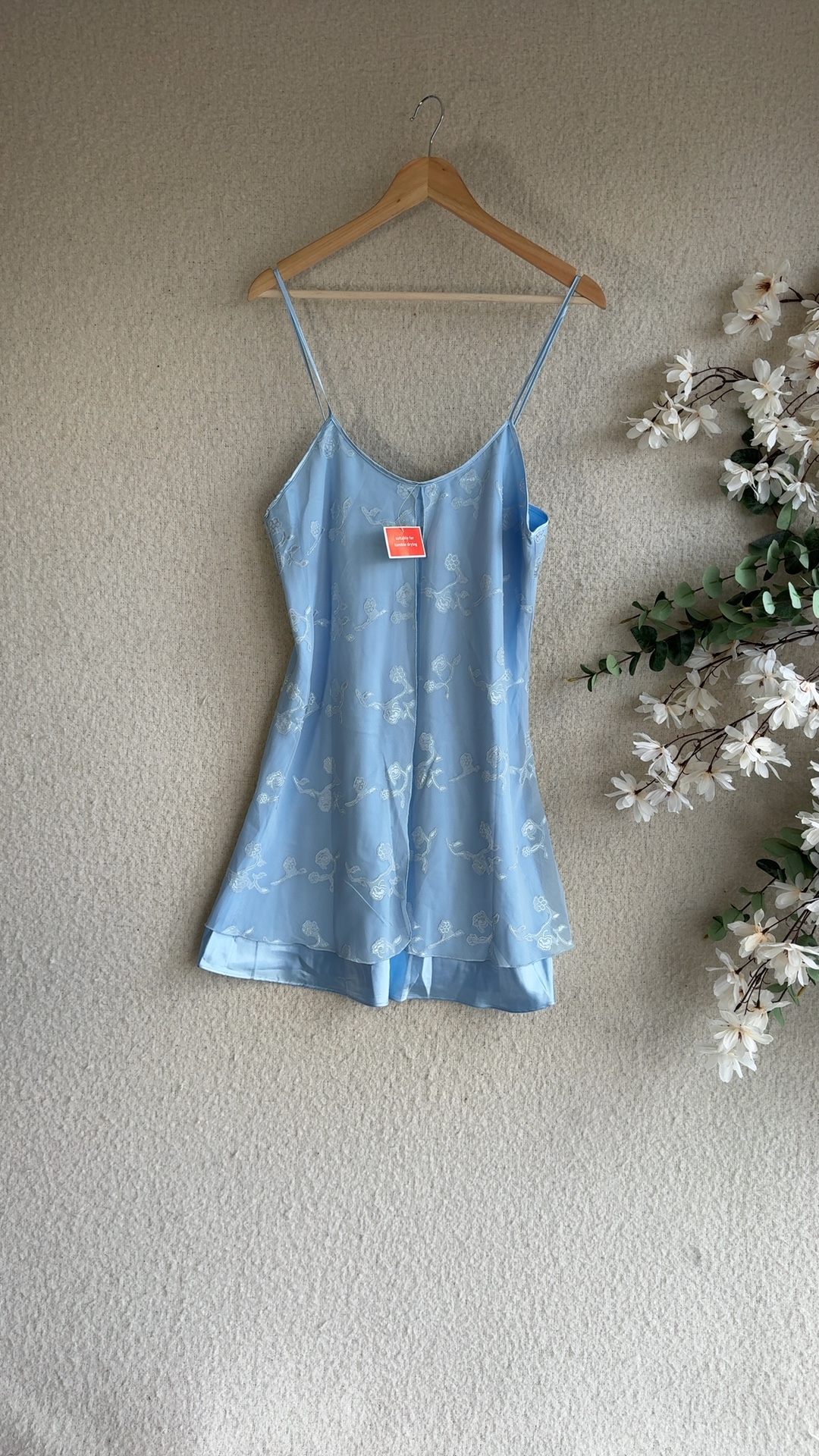 Luna Carina Blue Ladies Negligee Medium UK 14-16 Elegant Floral Embroidered