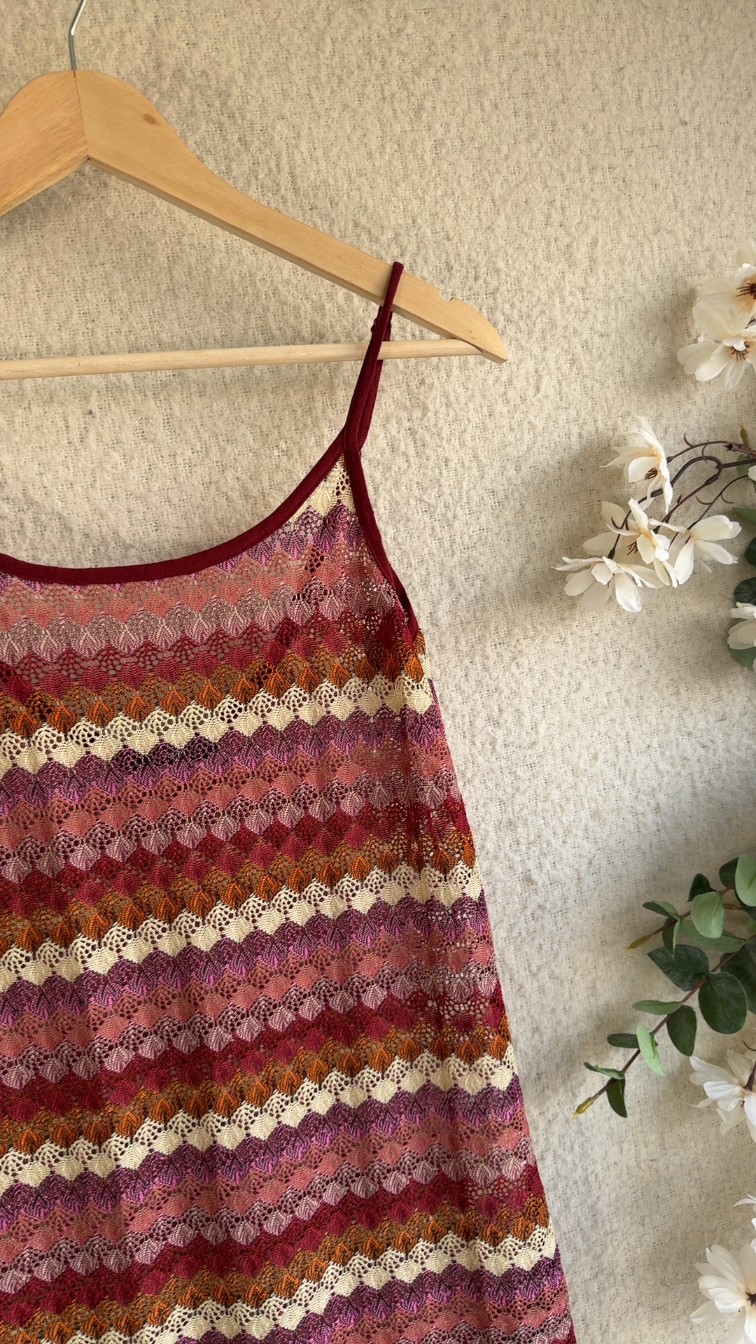 George Pink Multi Crochet Knit Dress UK 8 Summer Casual Sleeveless Midi image 2