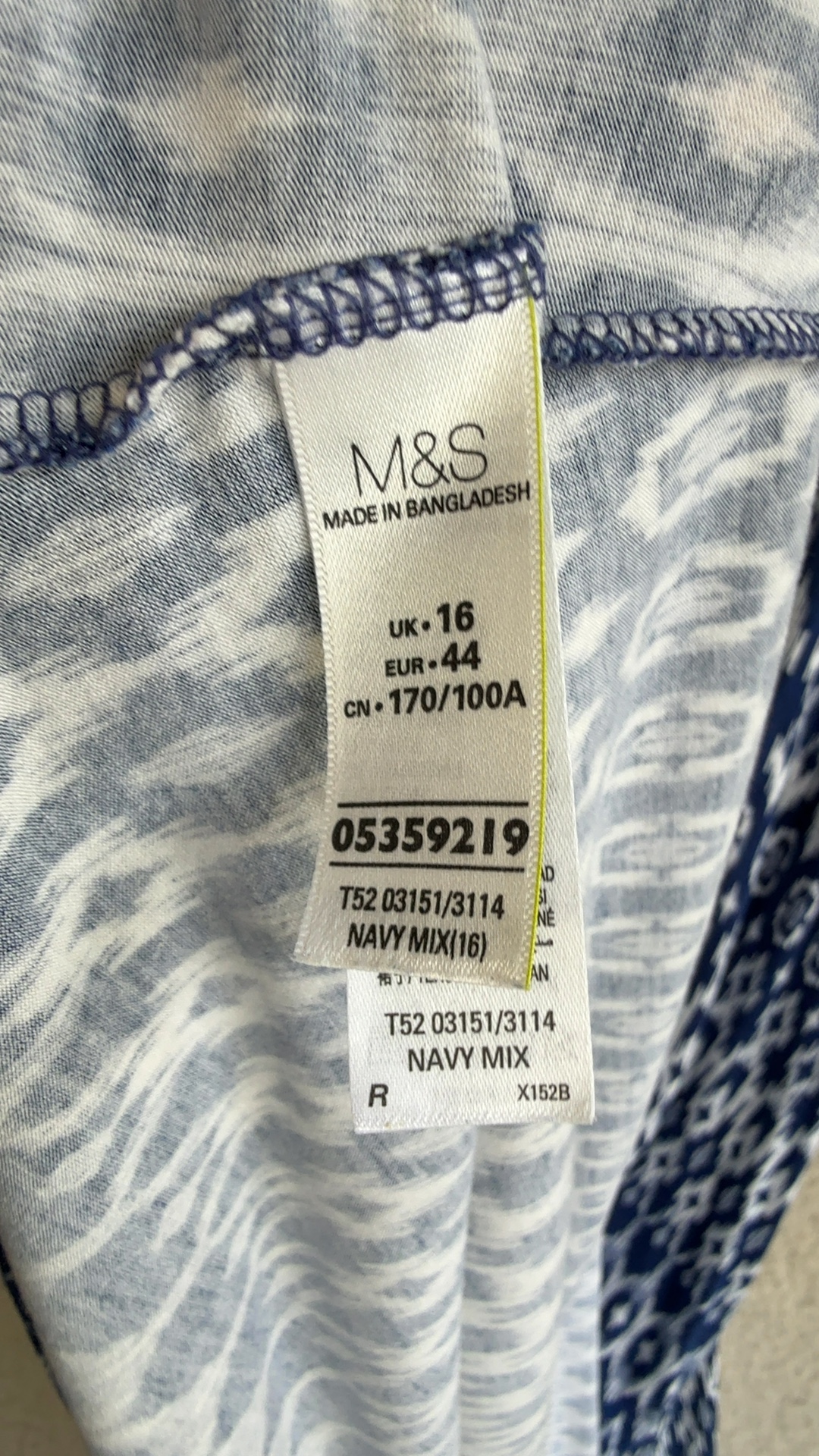 M&S Navy & White Sleeveless Patterned Dress UK 16 Relaxed Fit Summer image 6