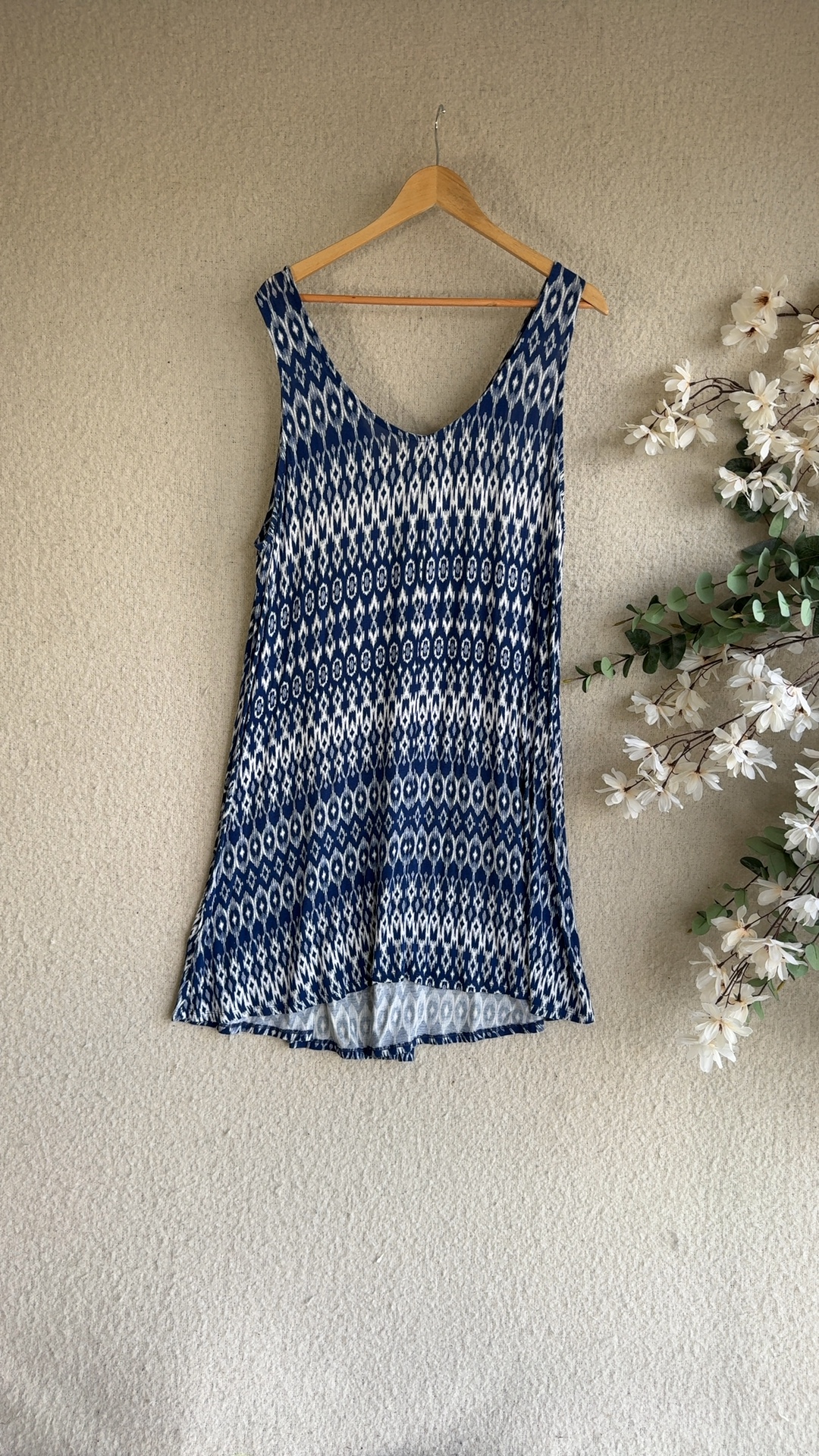 M&S Navy & White Sleeveless Patterned Dress UK 16 Relaxed Fit Summer image 4