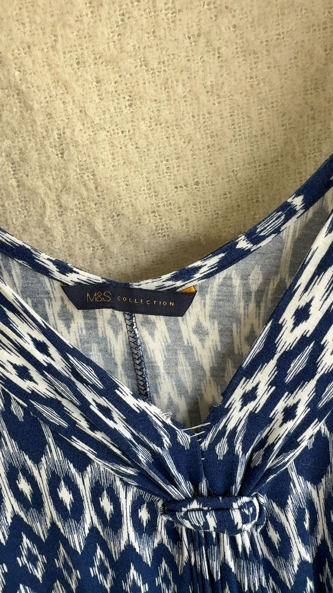 M&S Navy & White Sleeveless Patterned Dress UK 16 Relaxed Fit Summer image 3