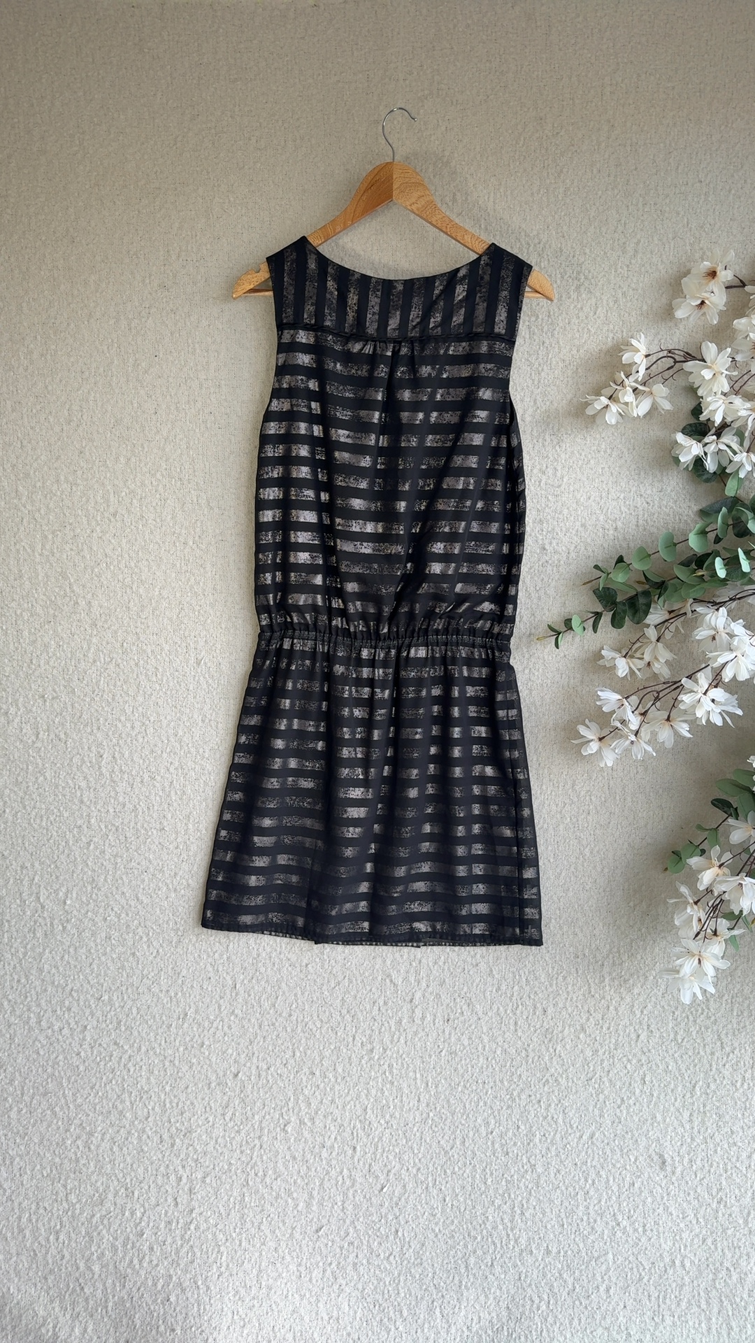 Next Black & Grey Striped Sleeveless Dress UK 10 Elegant Occasion Party image 4