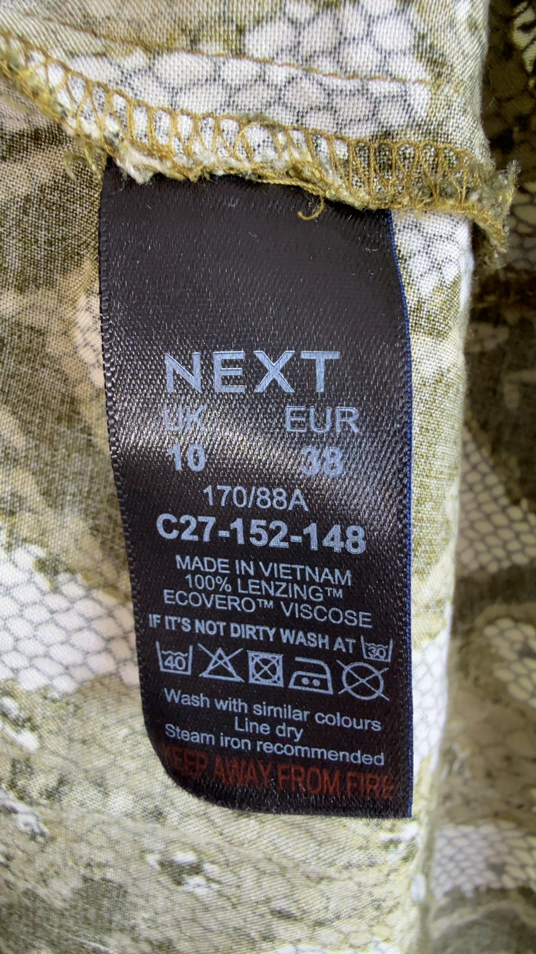 Next Green Snake Print Dress UK 10 Lightweight Viscose Stylish image 6