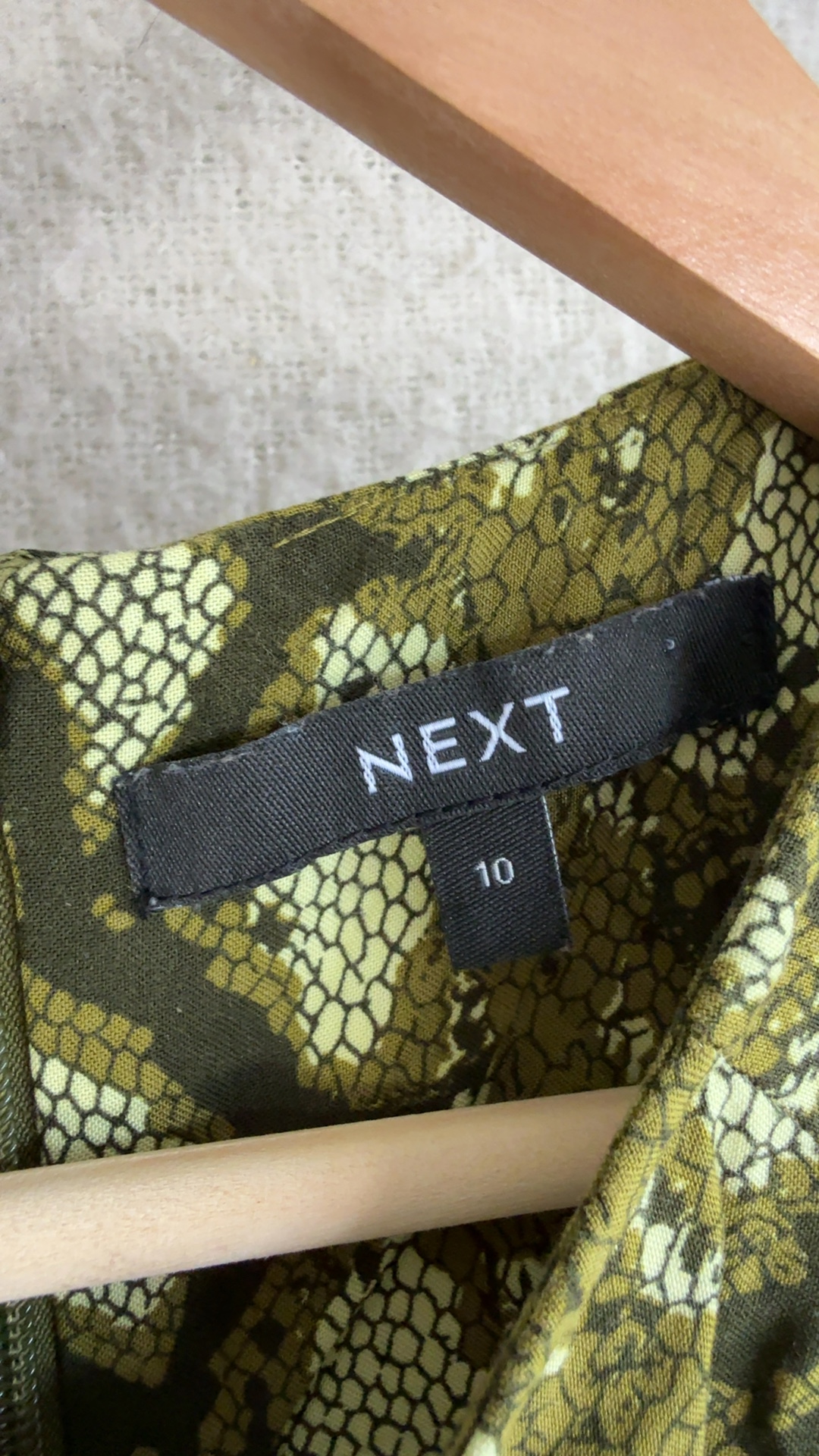 Next Green Snake Print Dress UK 10 Lightweight Viscose Stylish image 3