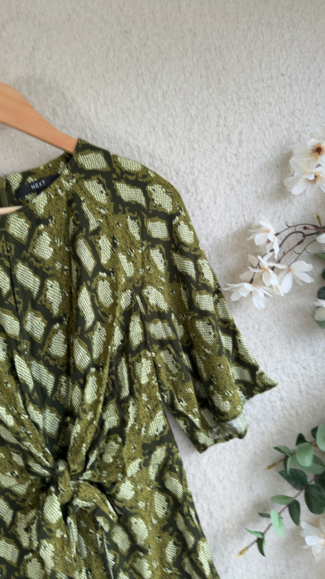 Next Green Snake Print Dress UK 10 Lightweight Viscose Stylish image 2