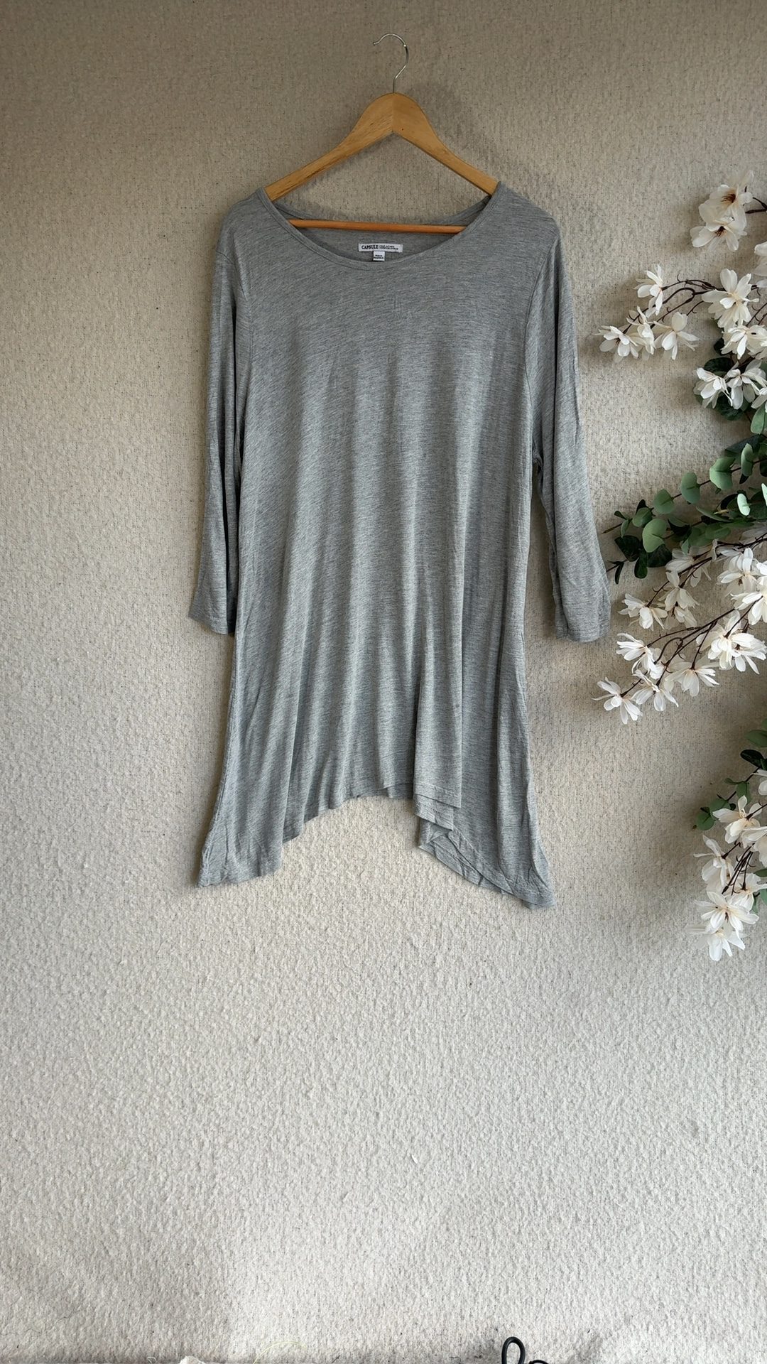 Capsule Grey Viscose Tunic UK 22 Soft Lightweight Casual Jersey Top