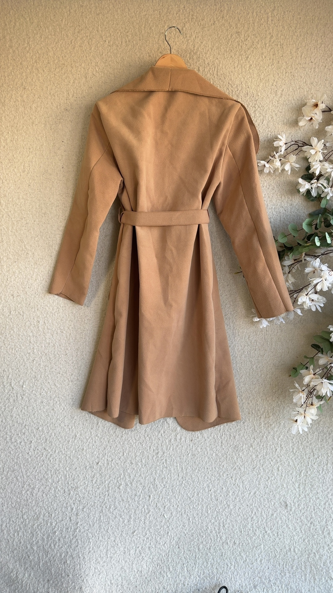 Camel Wrap Belted Coat Polyester Elastane UK Size Other Stylish Warm Outerwear image 3