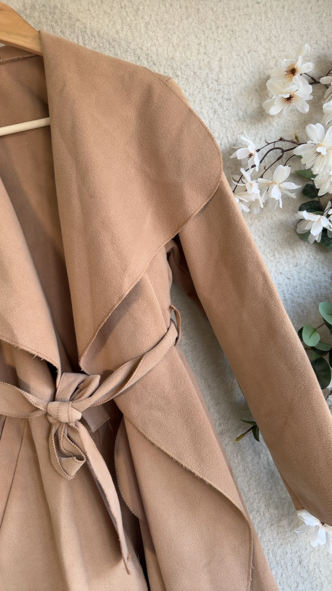 Camel Wrap Belted Coat Polyester Elastane UK Size Other Stylish Warm Outerwear image 2