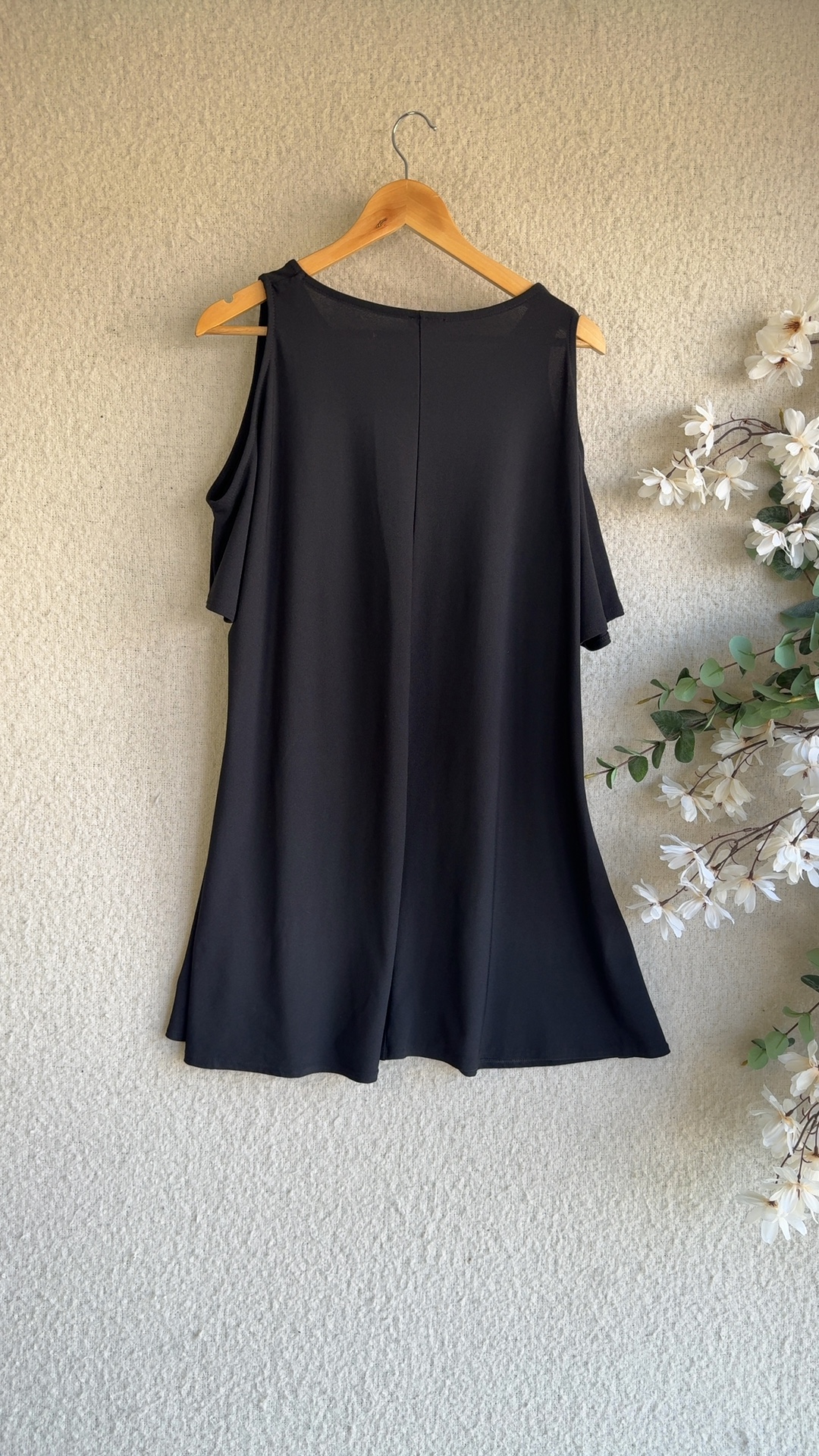 River Island Black Cold Shoulder Dress UK 14 Classic Sleeveless Swing Style image 4