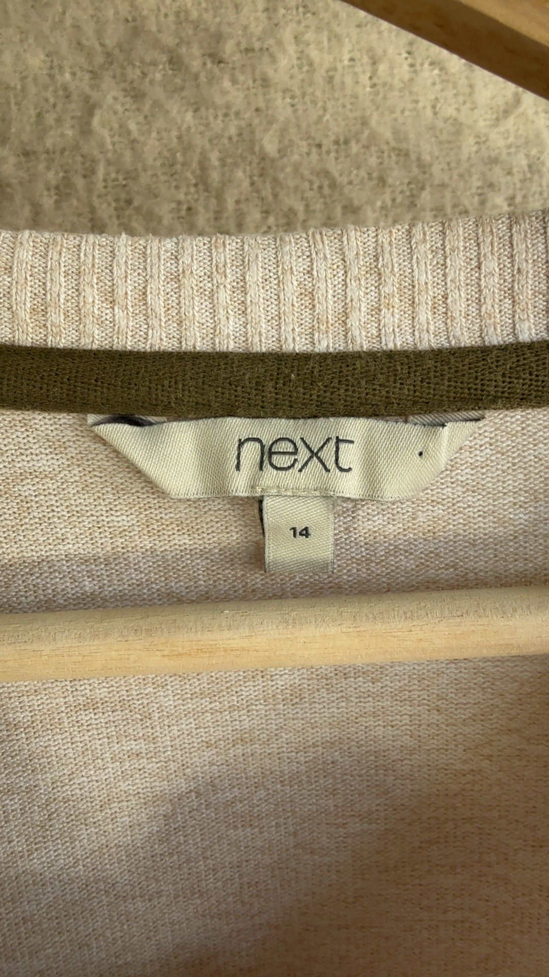 Next Beige Grey Star Pattern Jumper UK 14 Lightweight Cozy Knitwear image 3
