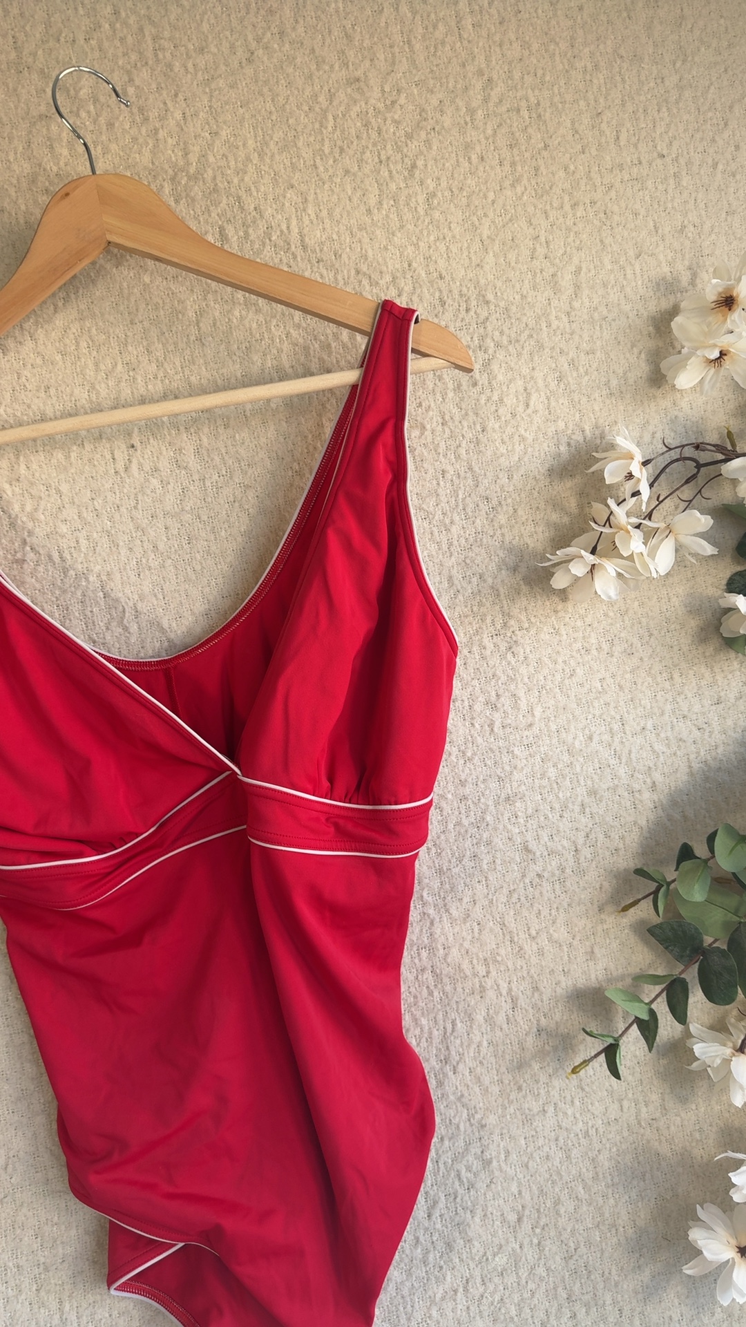 F&F Red Swimsuit UK 22 Classic One-Piece Elastic Lycra image 2