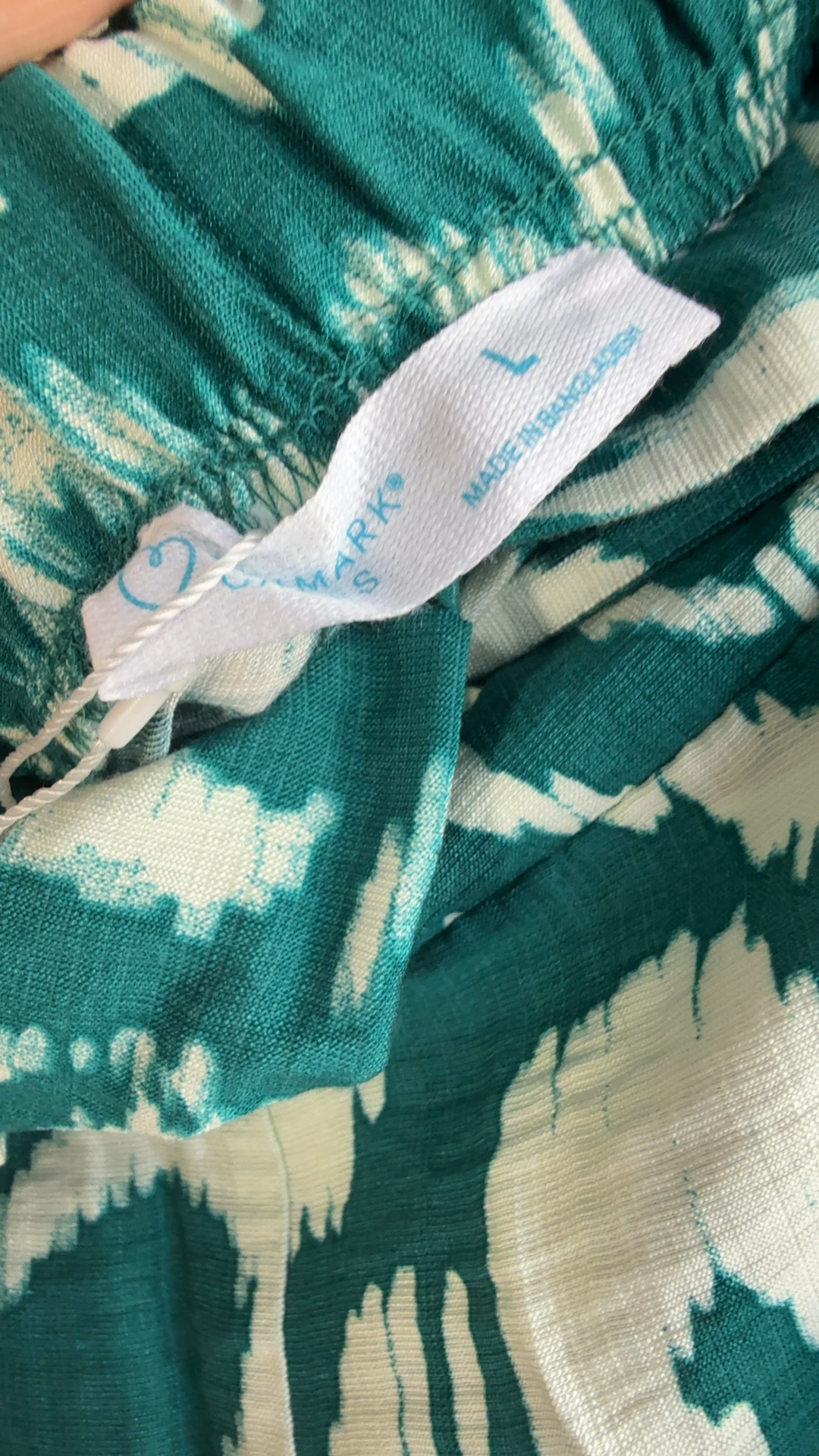 Primark Large Green & White Printed Wide Leg Trousers Large Comfortable Summer Fit image 3