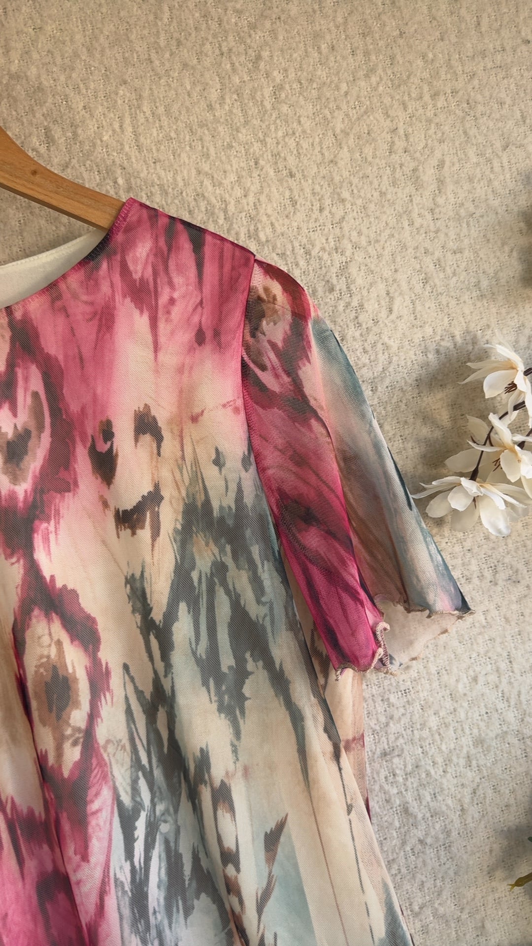 Et Vous Multicolour Abstract Print Mesh Top UK 14 Stylish Mesh Summer Tee image 2