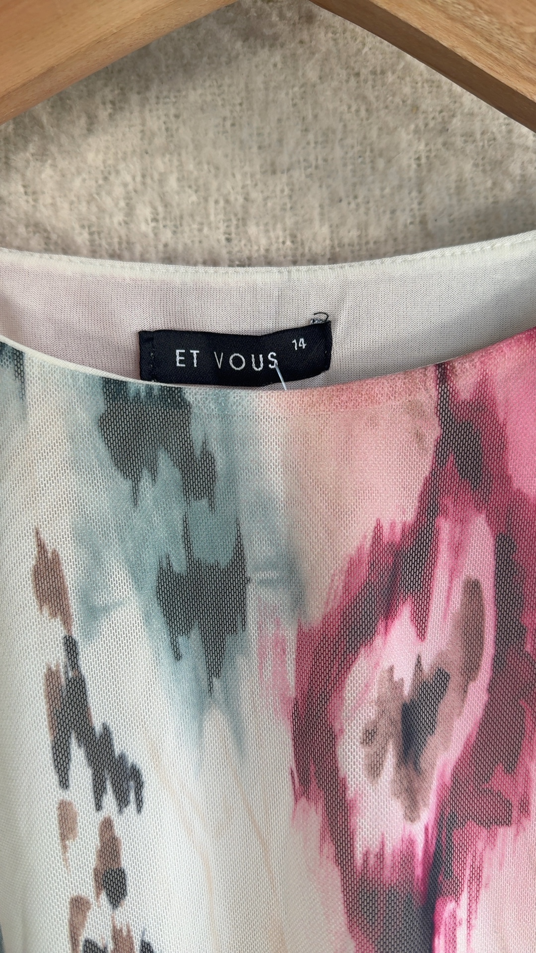 Et Vous Multicolour Abstract Print Mesh Top UK 14 Stylish Mesh Summer Tee image 3