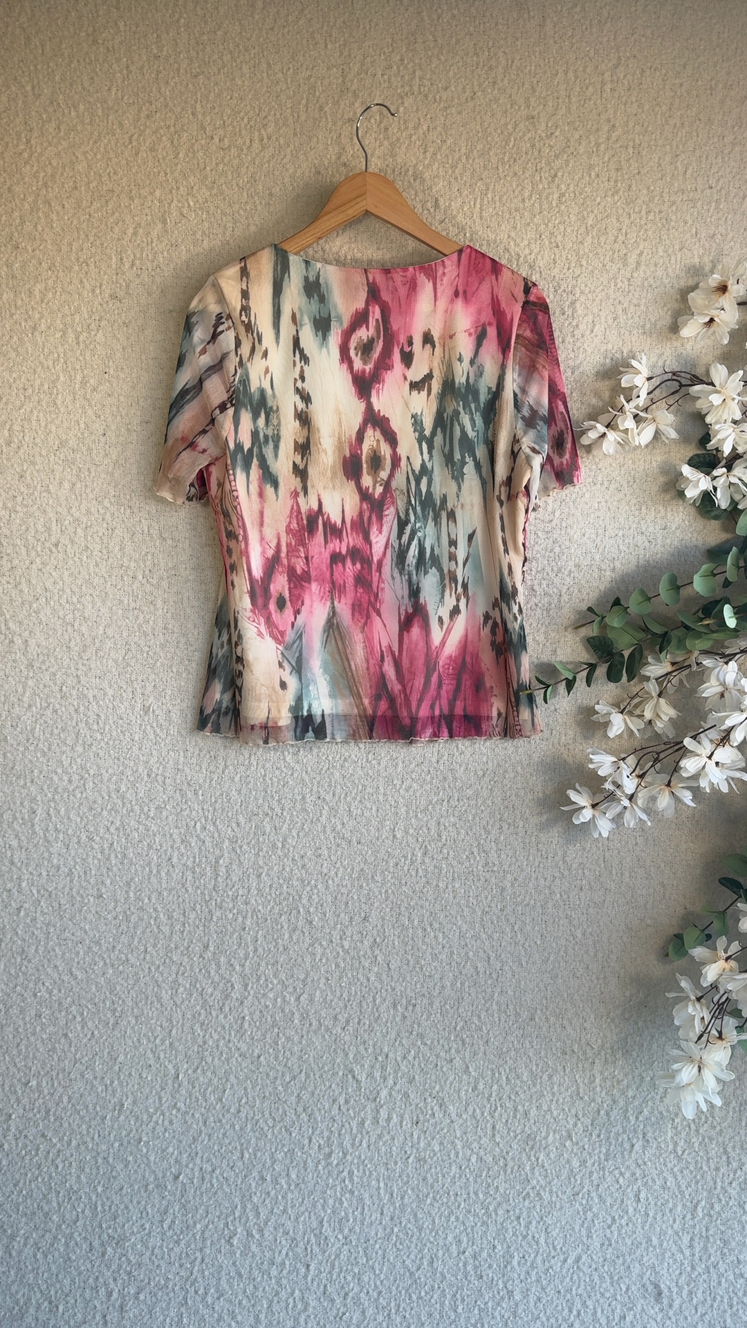 Et Vous Multicolour Abstract Print Mesh Top UK 14 Stylish Mesh Summer Tee image 4