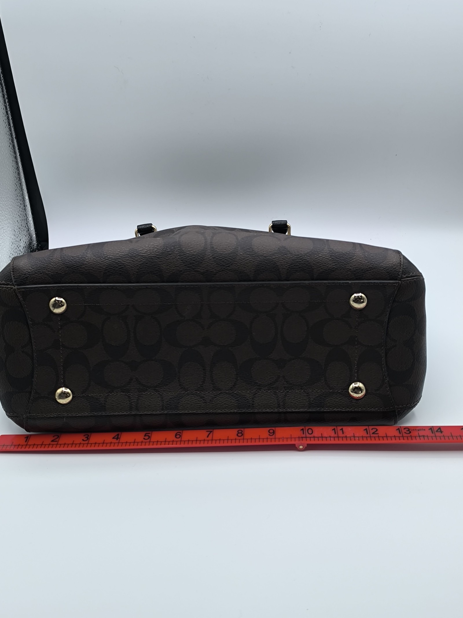 Coach Brown & Black Signature Satchel Handbag Other Size image 5