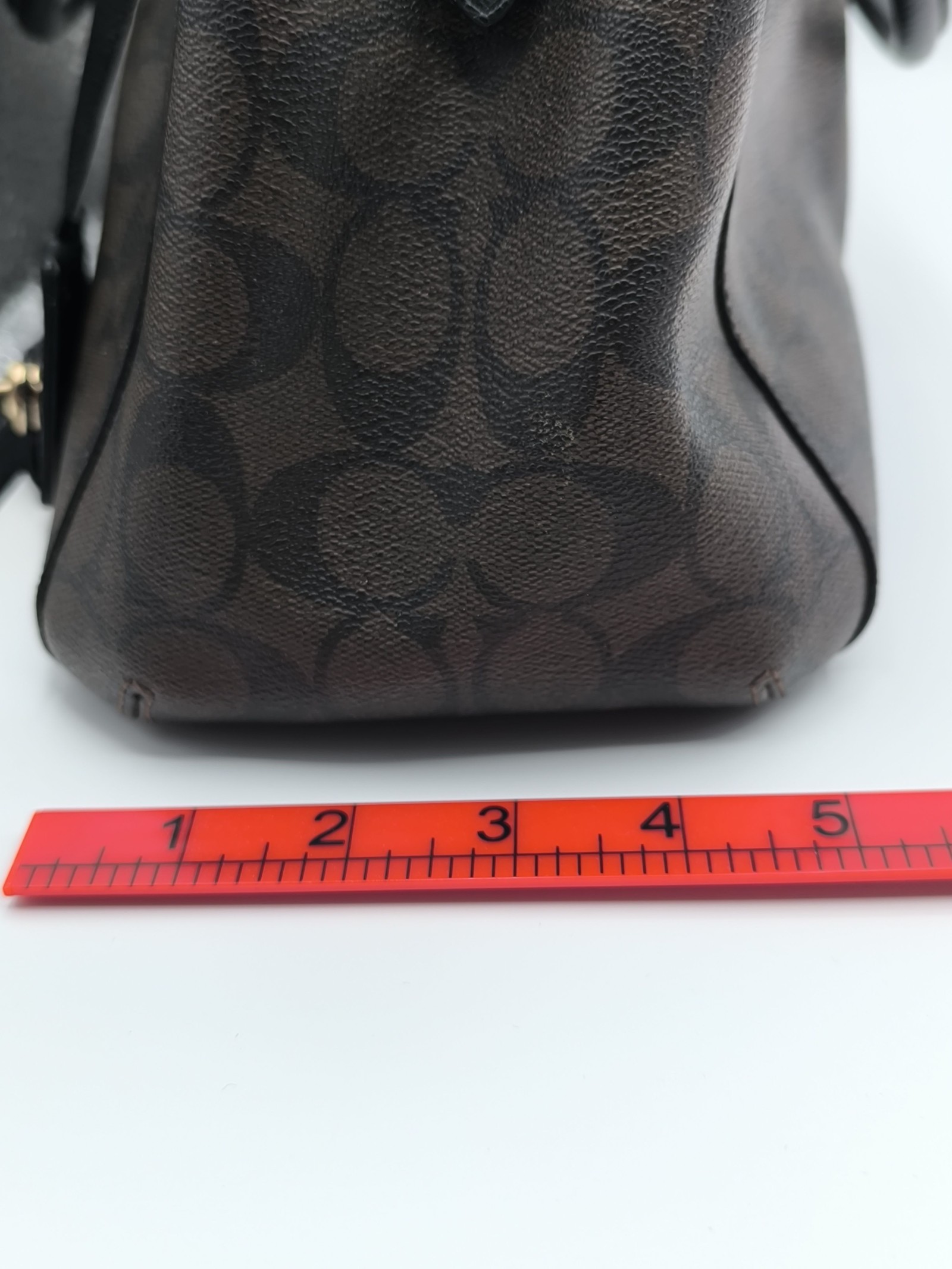 Coach Brown & Black Signature Satchel Handbag Other Size image 6