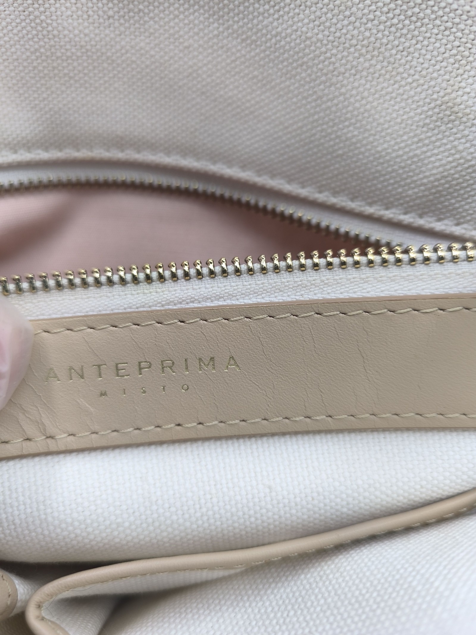 Anteprima Beige & White Canvas Tote Bag with Crystal Bow Charm Other Size image 10