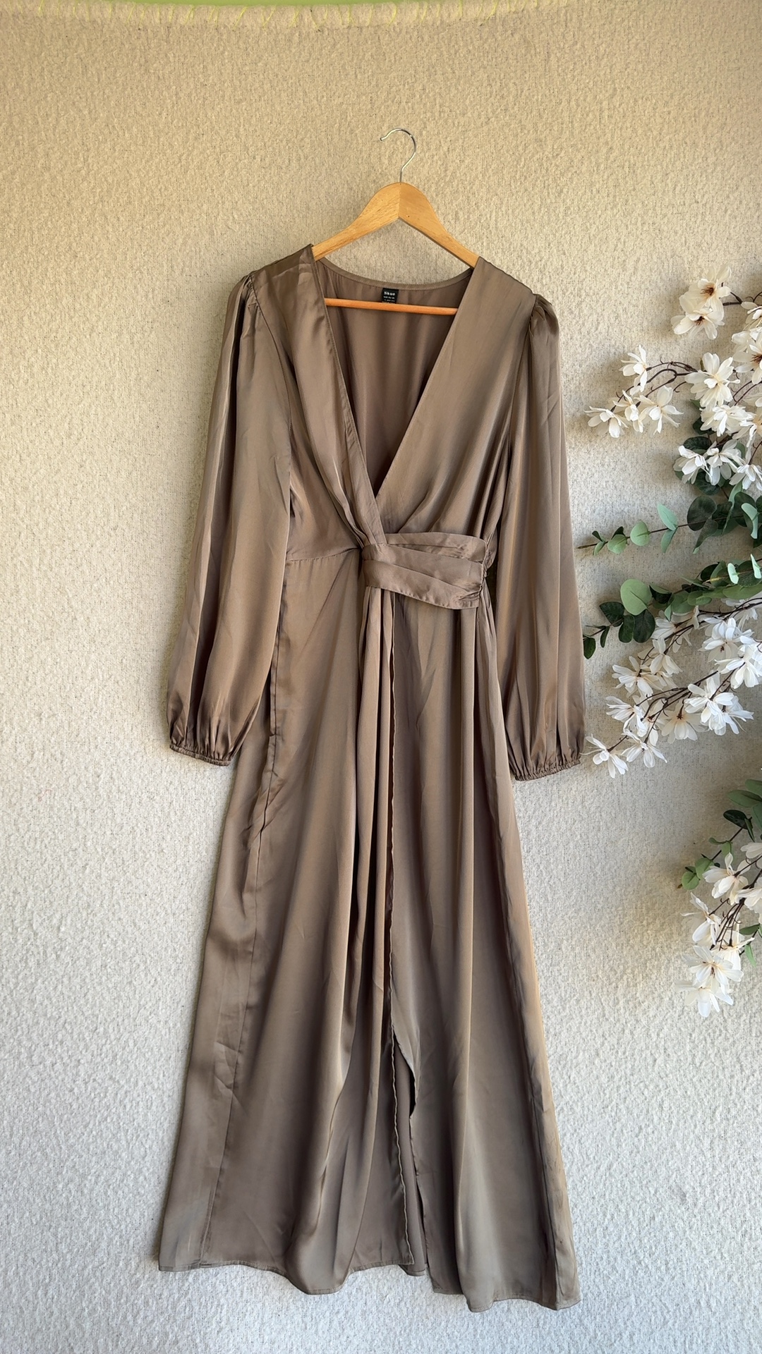 Skue Brown Long Sleeve Maxi Dress Large Relaxed Fit 100% Polyester